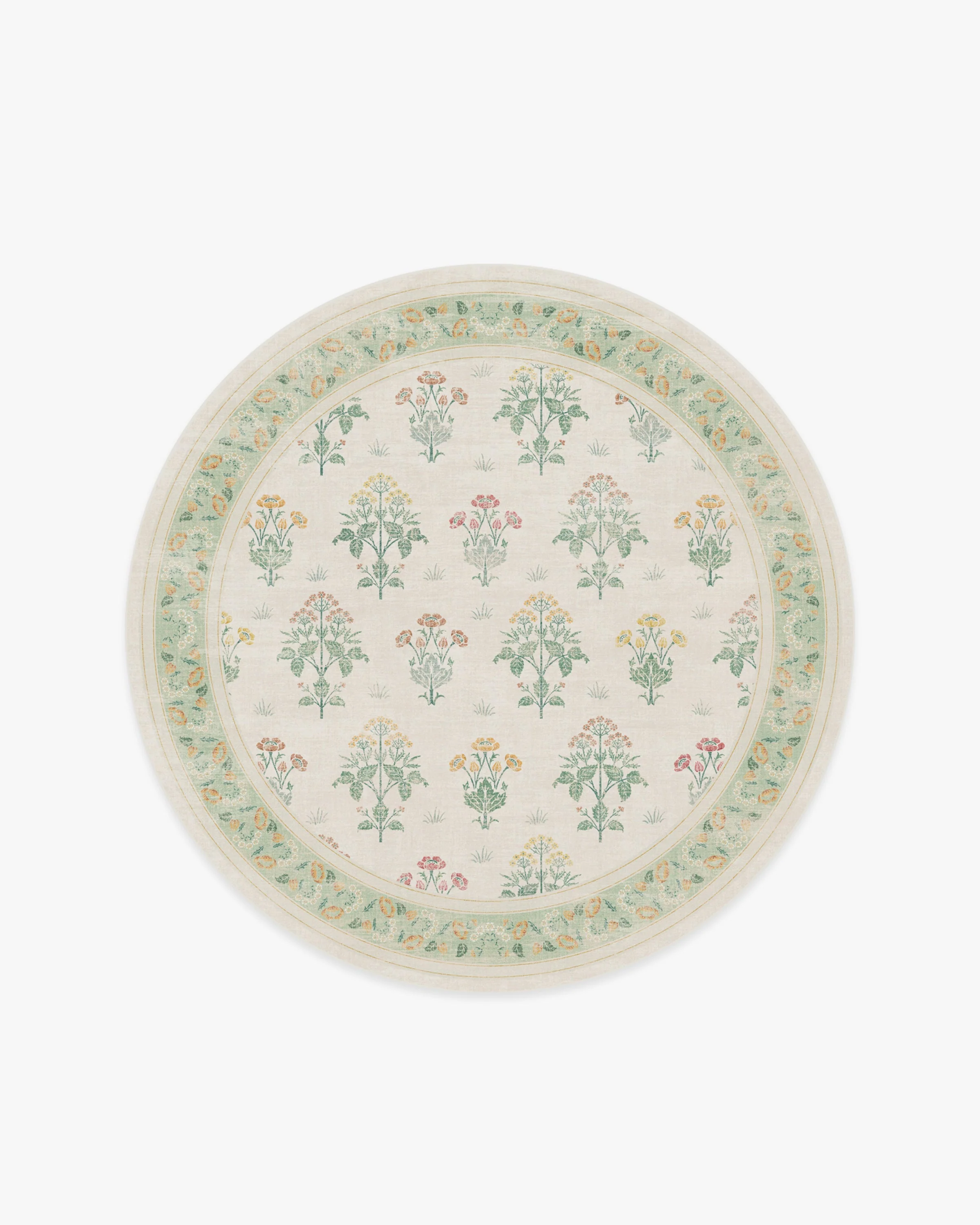 Meadow Sweet Ivory & Green Flatwoven Rug by Morris & Co.