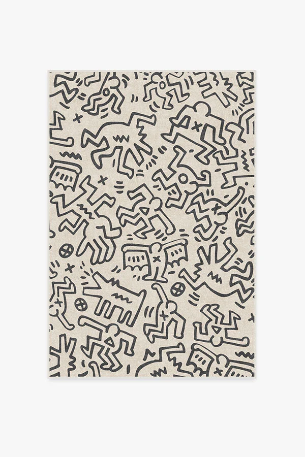 Block Party Black & Ivory Rug by Keith Haring