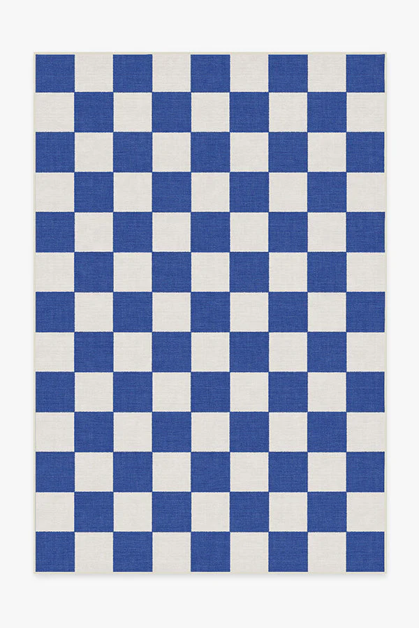 Jaque Checkered Blue Outdoor Rug