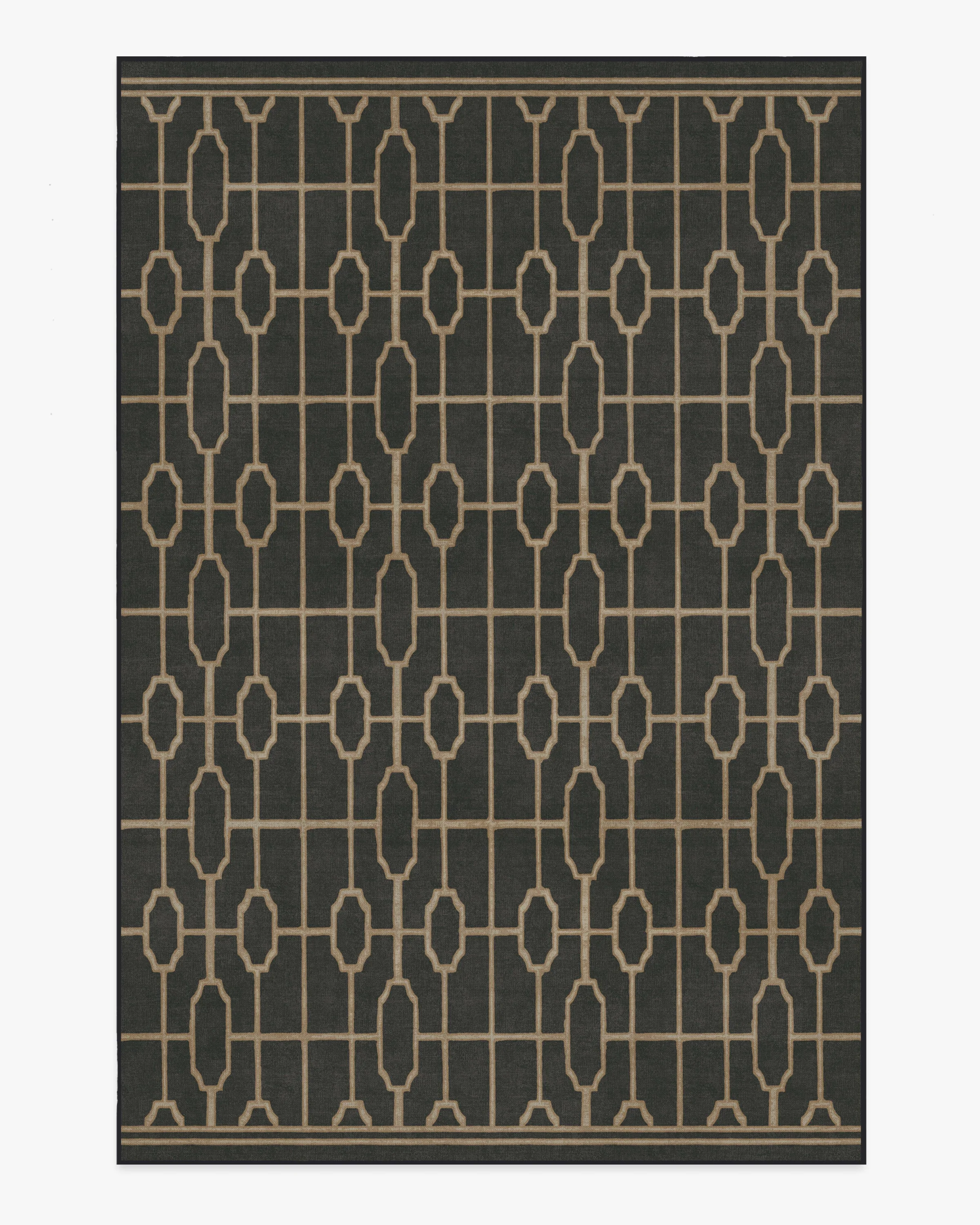 Diana Trellis Black & Gold Flatwoven Rug by The Hiltons