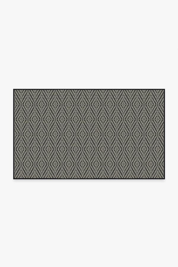 Halo Diamond Black Outdoor Rug