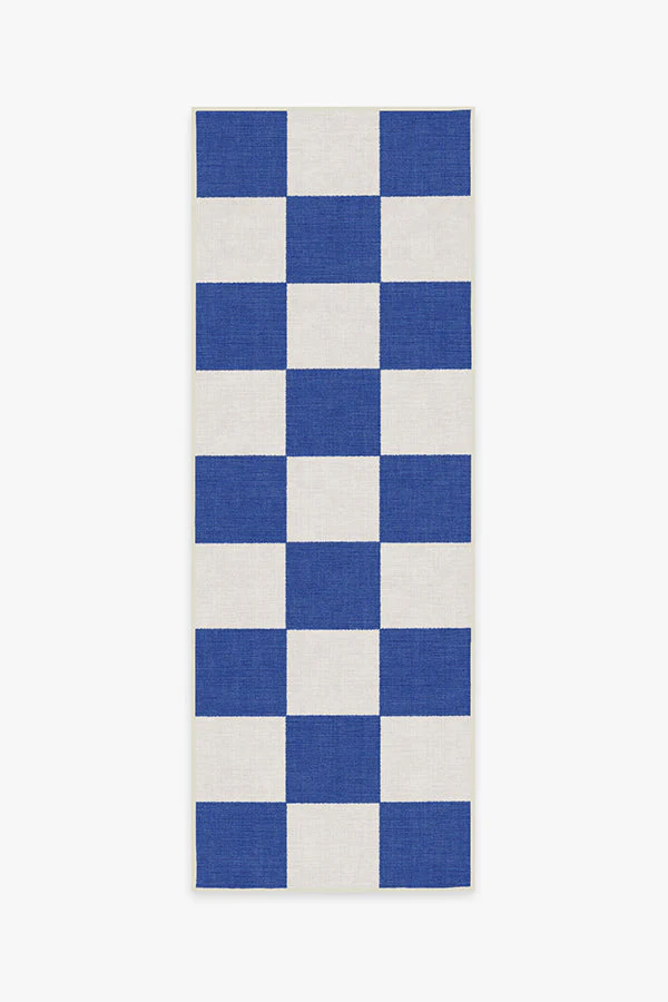 Jaque Checkered Blue Outdoor Rug
