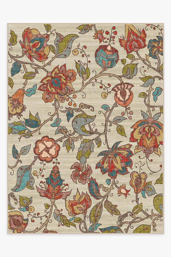 Frida Floral Natural Flatwoven Rug