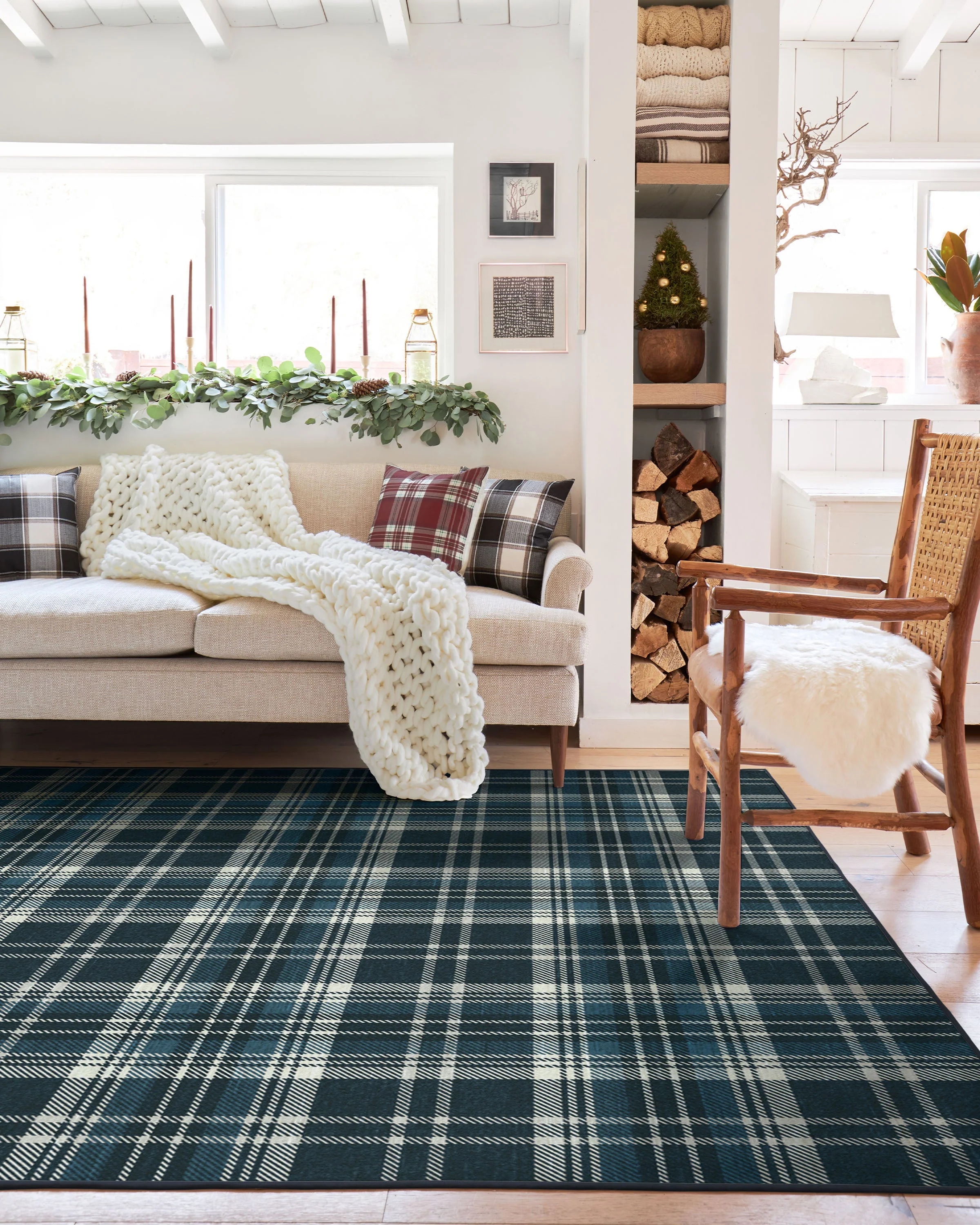 Dress Stewart Tartan Navy Flatwoven Rug