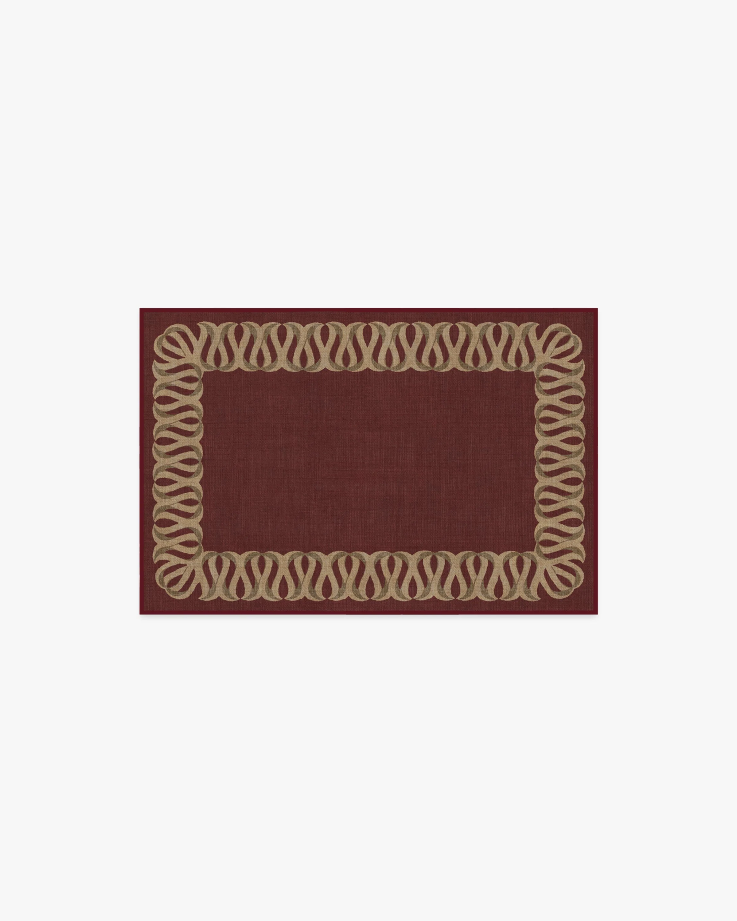 Ribbon Border Red & Natural Flatwoven Rug