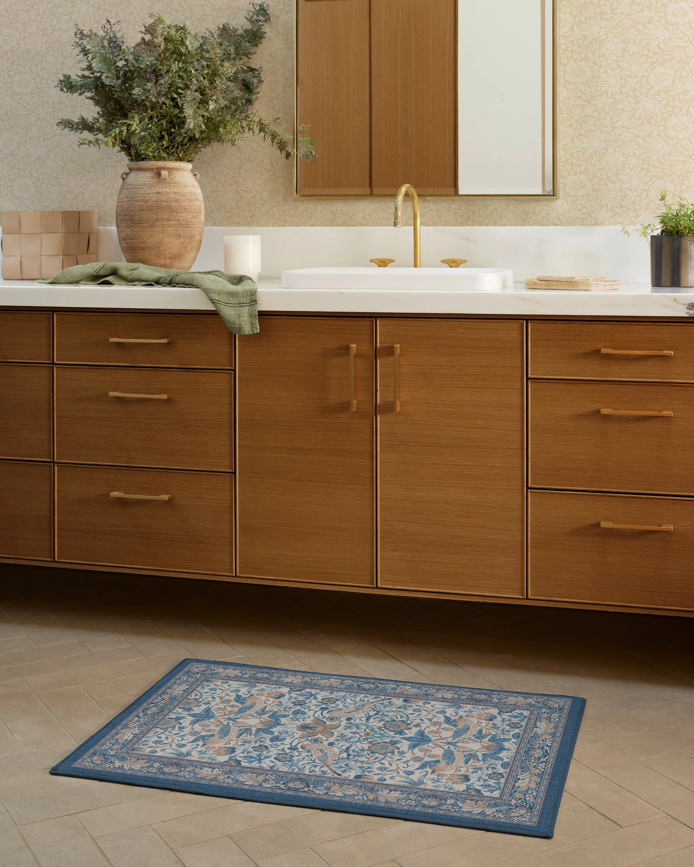 Strawberry Thief Indigo & Ivory Rug by Morris & Co.