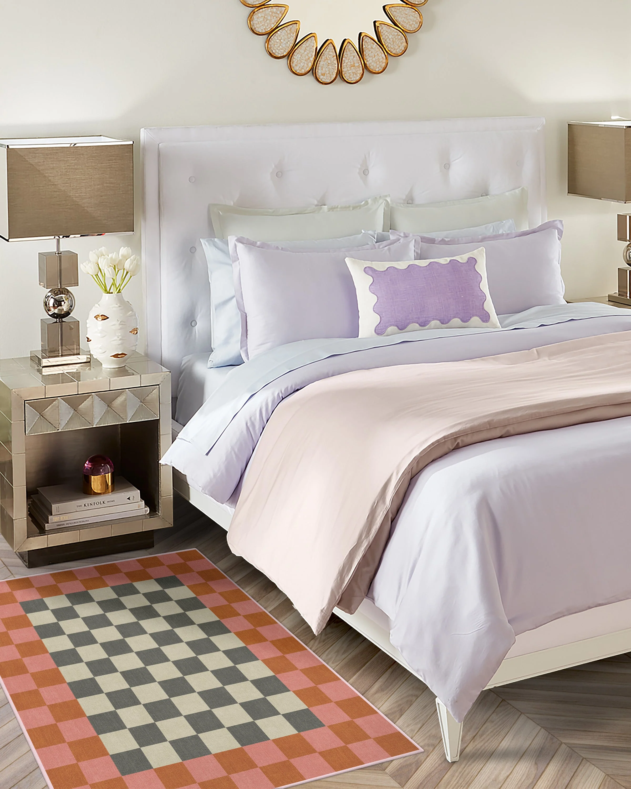 Checker Border Pink & Orange Rug by Jonathan Adler