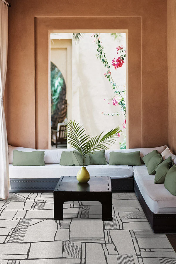Rune Black & Ivory Outdoor Rug