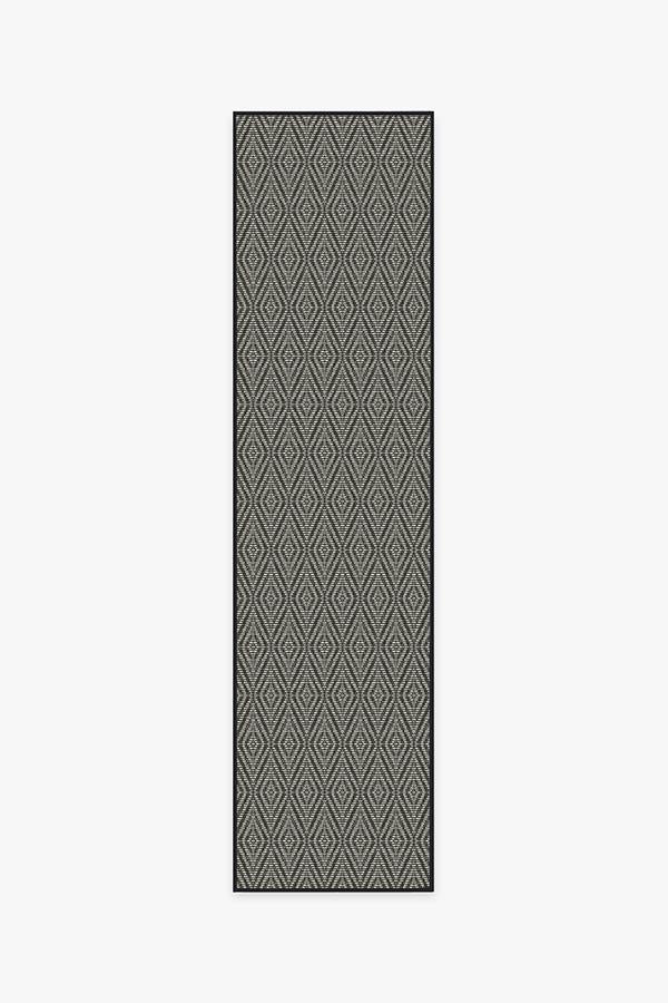 Halo Diamond Black Outdoor Rug