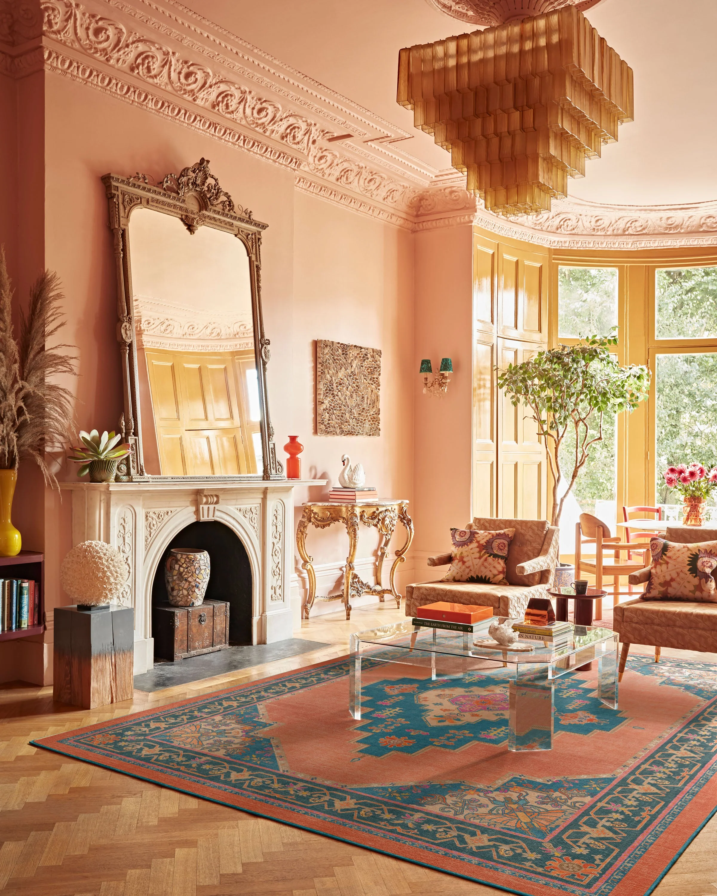 Sunset Bazaar Tropic Coral Flatwoven Rug by Matthew Williamson