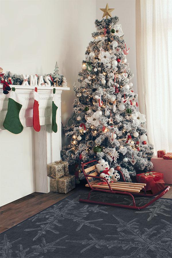 Snowflake Navy Flatwoven Rug