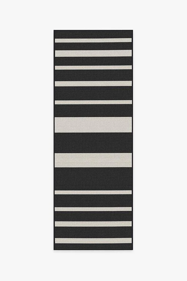 Sailmaker Stripe Black Outdoor Rug