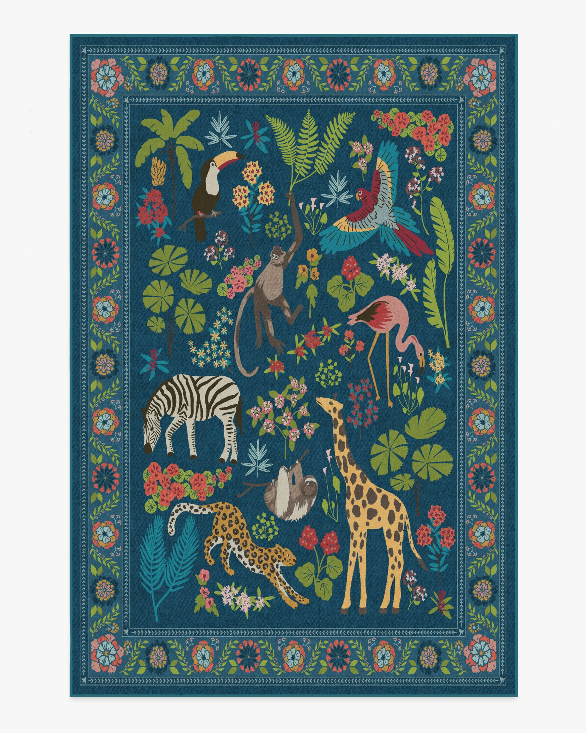 Jingle Jungle Royal Blue Flatwoven Rug by Iris Apfel