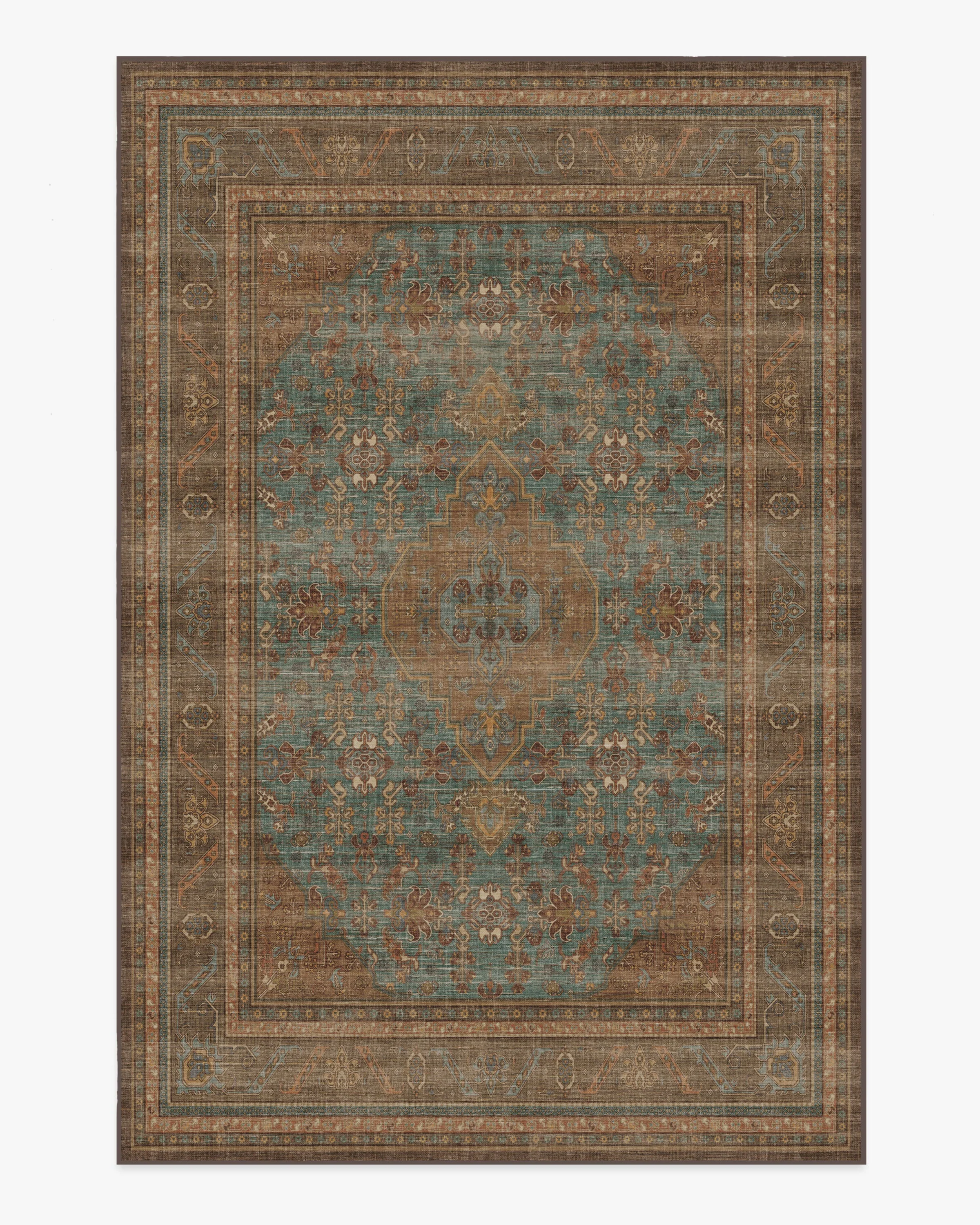Rowan Teal Blue & Copper Flatwoven Rug