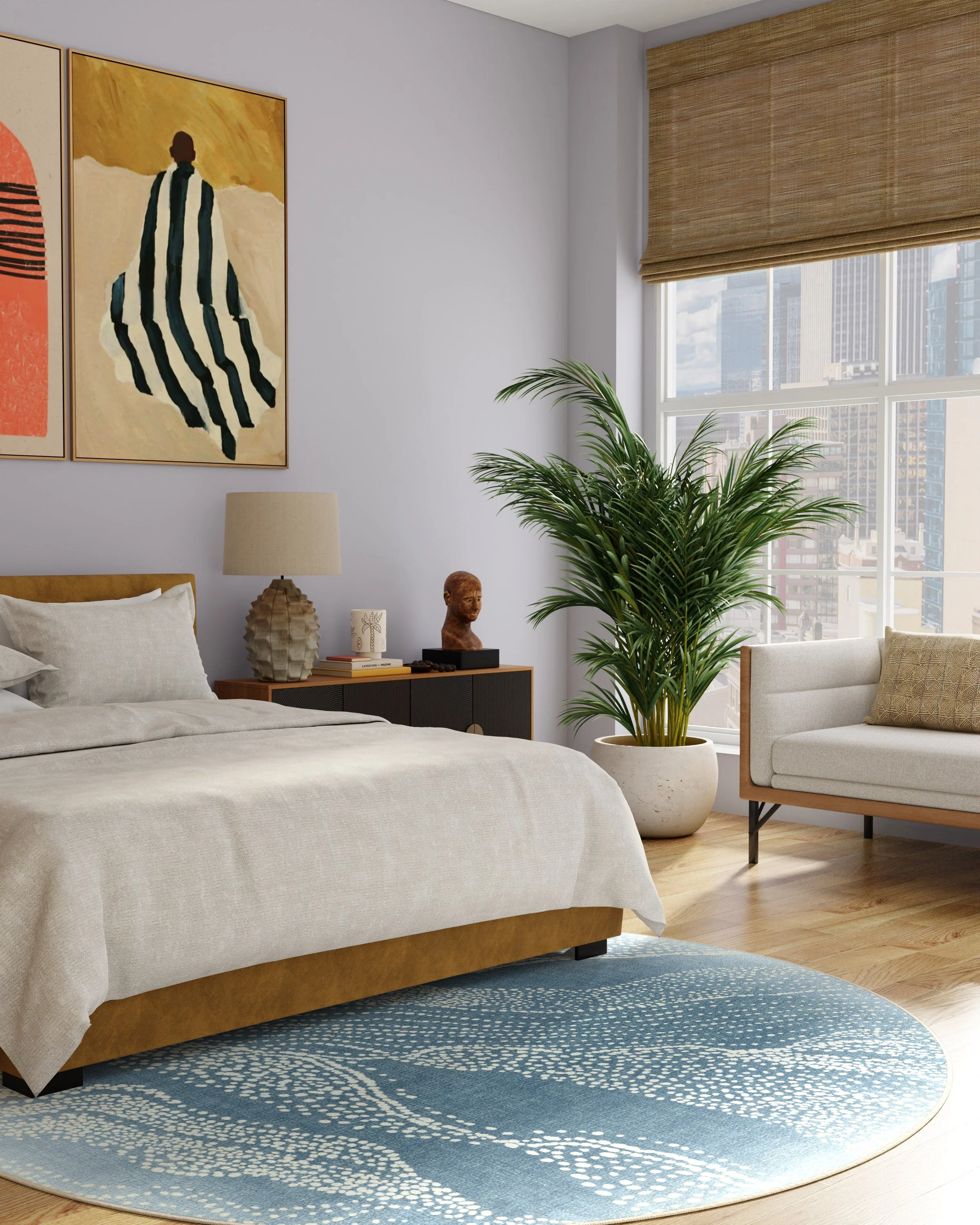 Adorned Soft Blue Rug by Malene Barnett