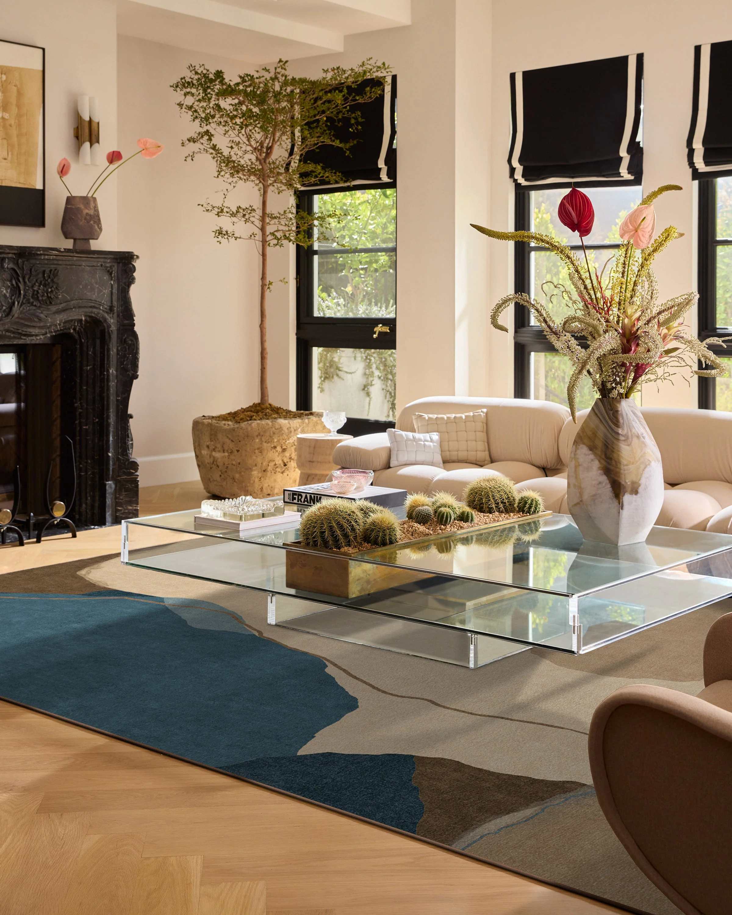 Loire Natural Denim Blue Flatwoven Rug by Nina Takesh