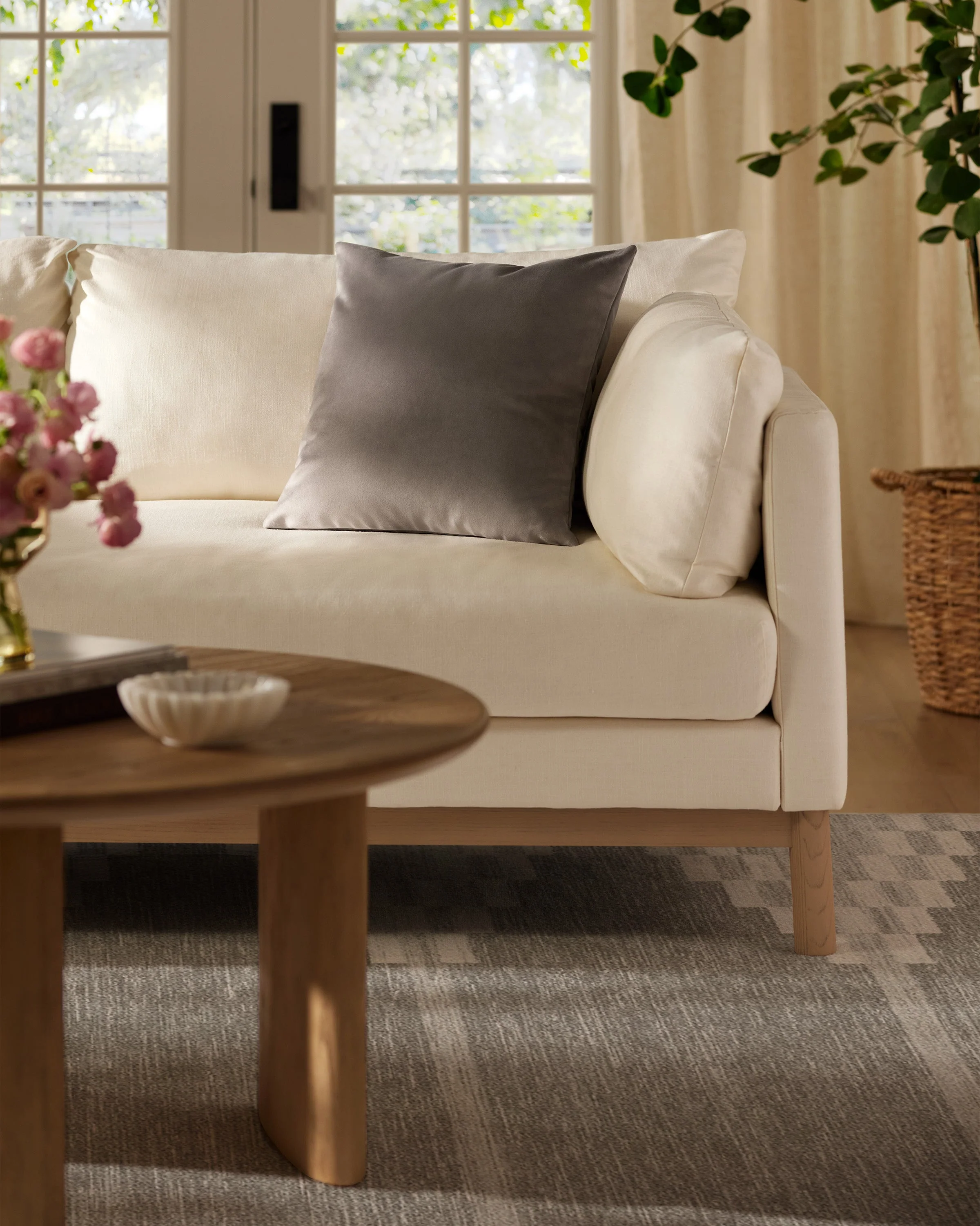 Grey Velvet Throw Pillow