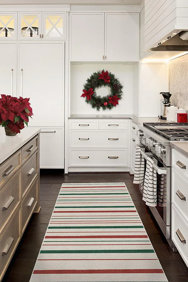 Hudson Stripe Red & Green Flatwoven Rug