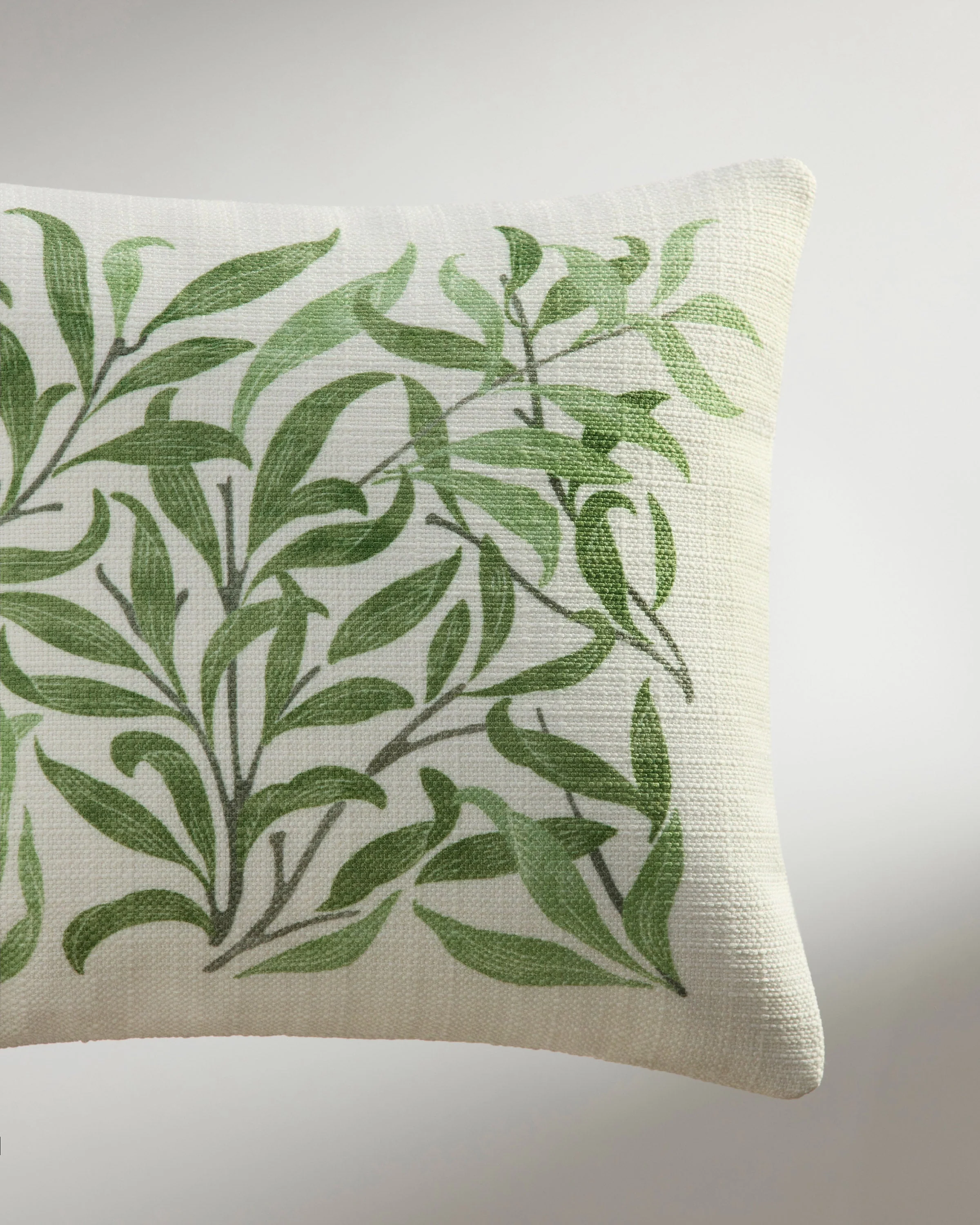 Willow Boughs Garden Sage Woven Lumbar Throw Pillow by Morris & Co.