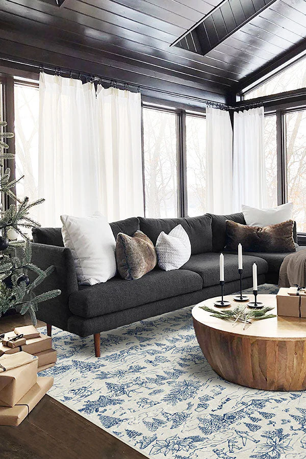 Winter Toile Blue Rug