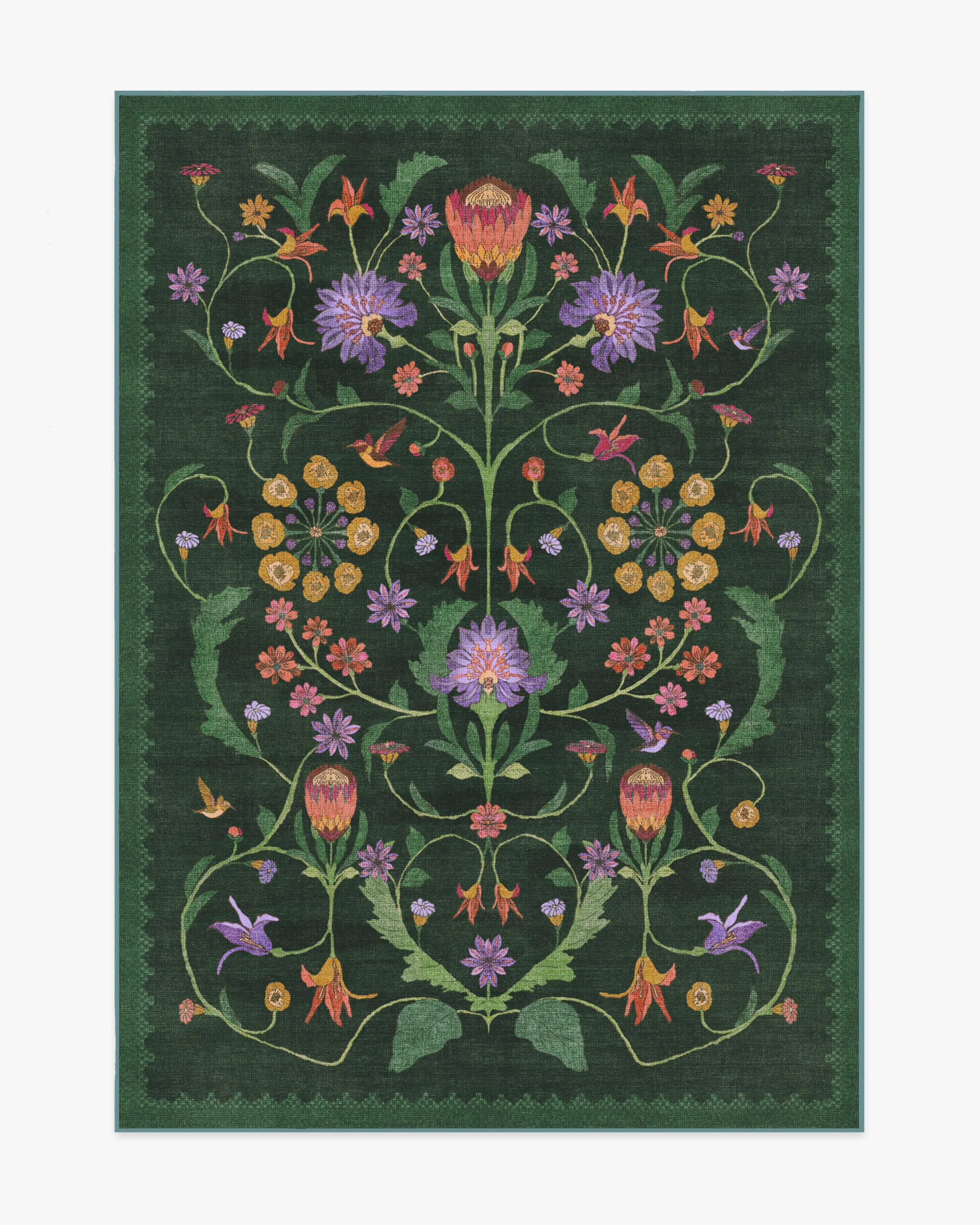 Protea Forest Green Rug by Iris Apfel