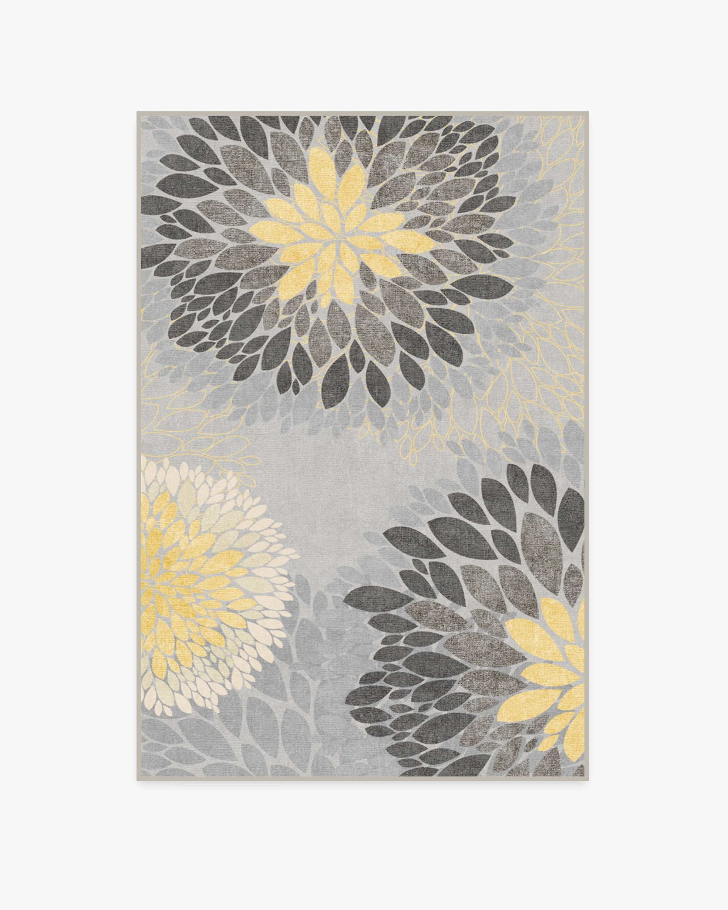 Floral Medallion Yellow Grey Rug