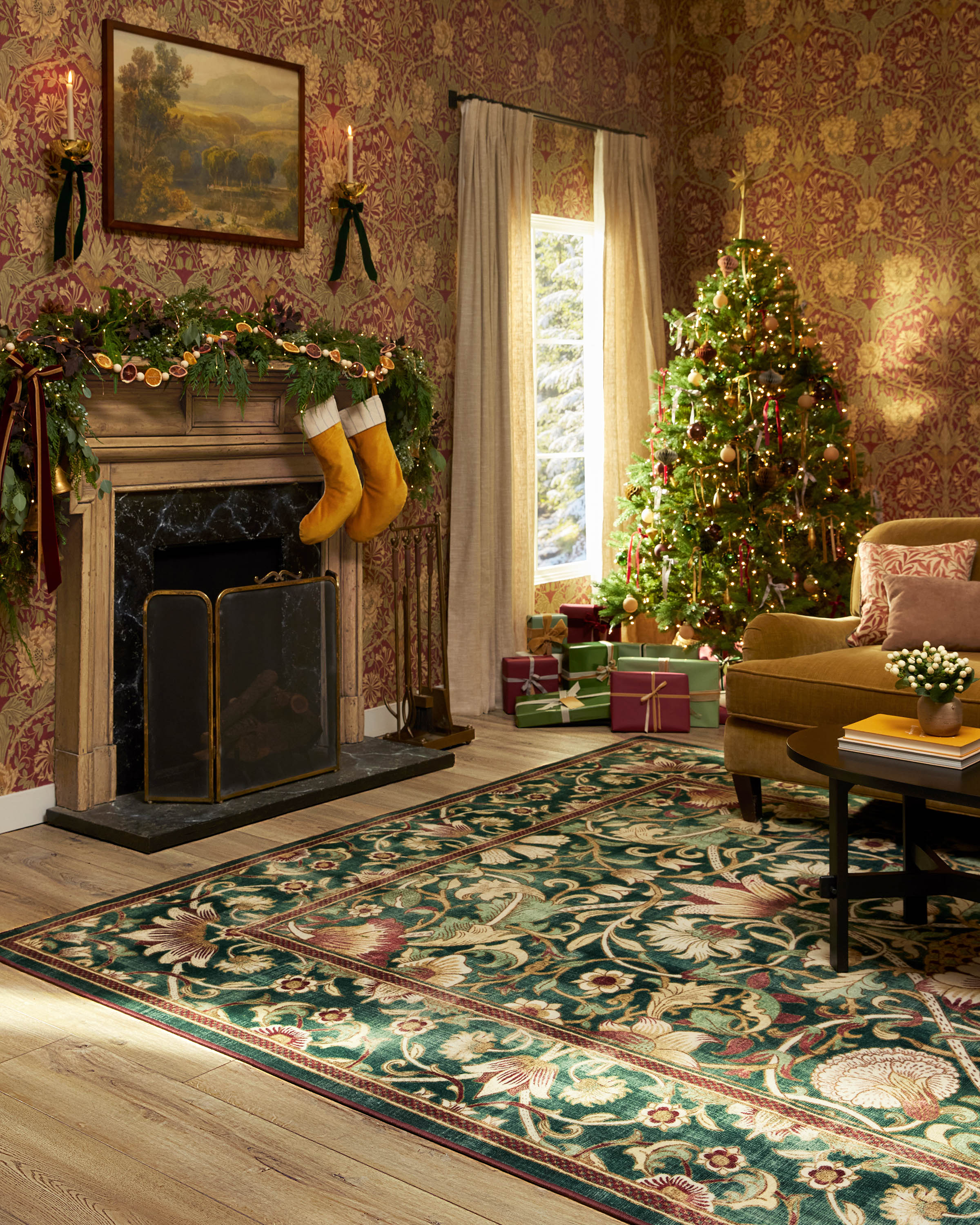 Lodden Soft Evergreen & Gold Rug by Morris & Co.