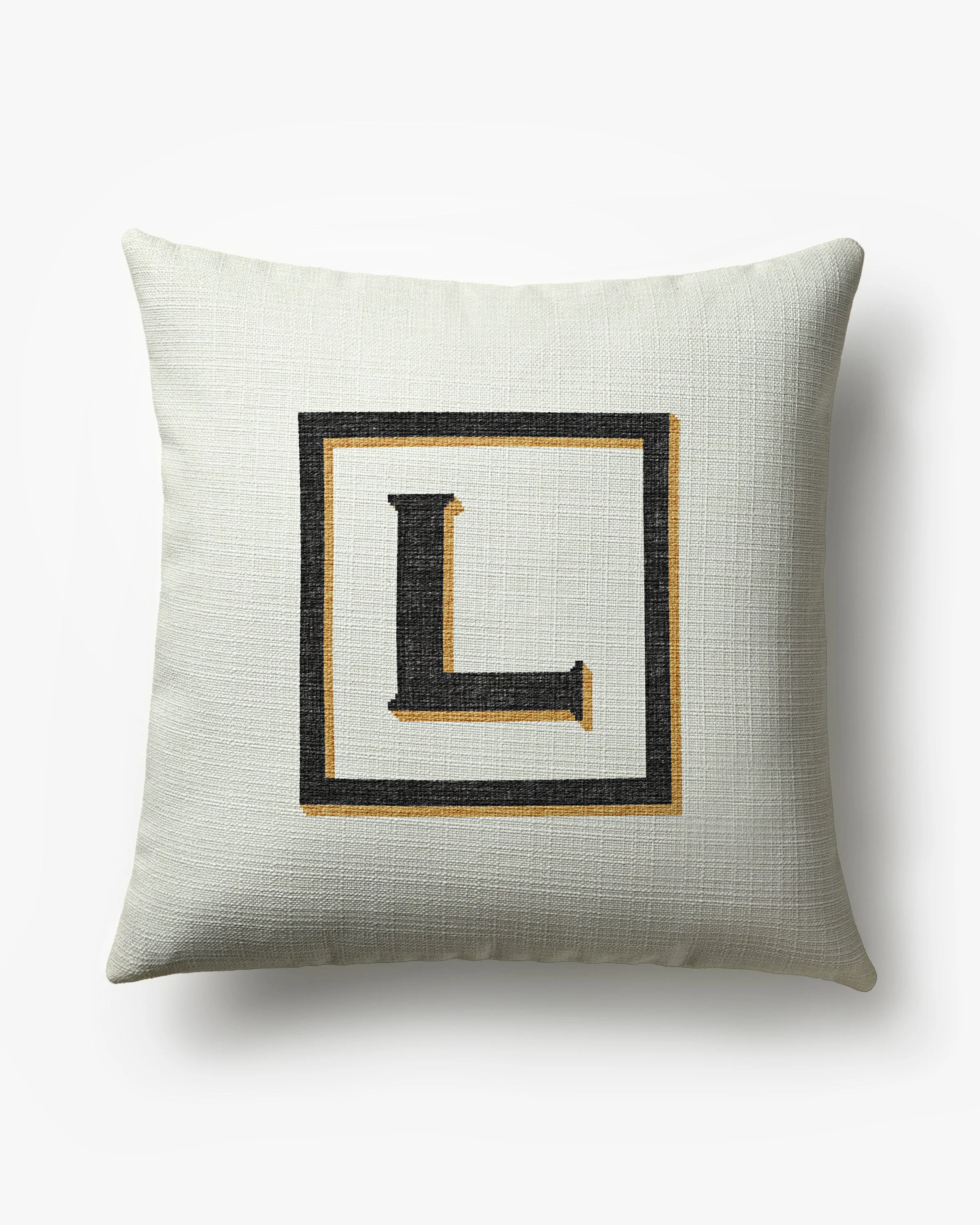 Classic Monogram Ivory Woven Throw Pillow, 20x20 by Jonathan Adler