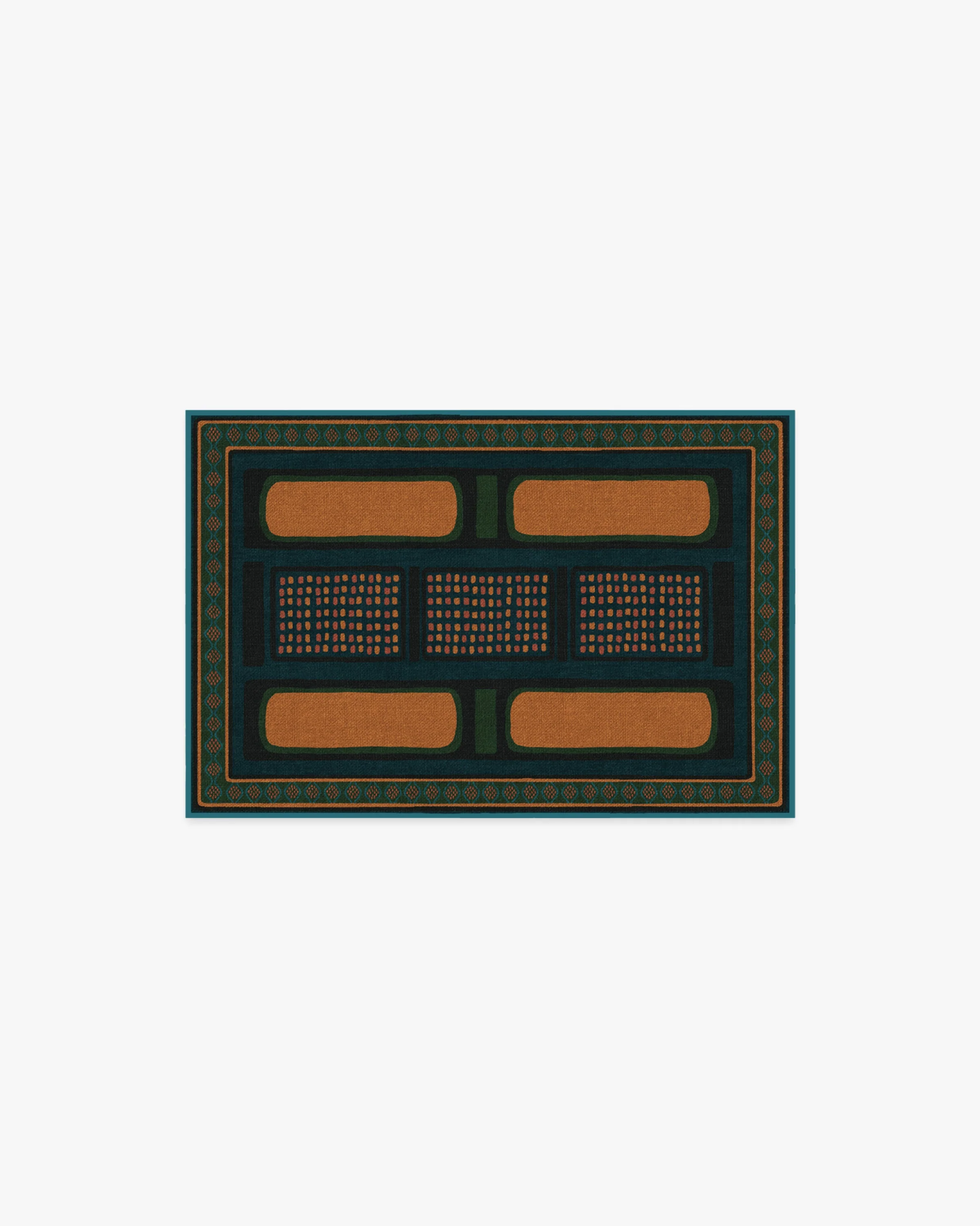 Nerissa Teal & Gold Flatwoven Rug by Architectural Digest