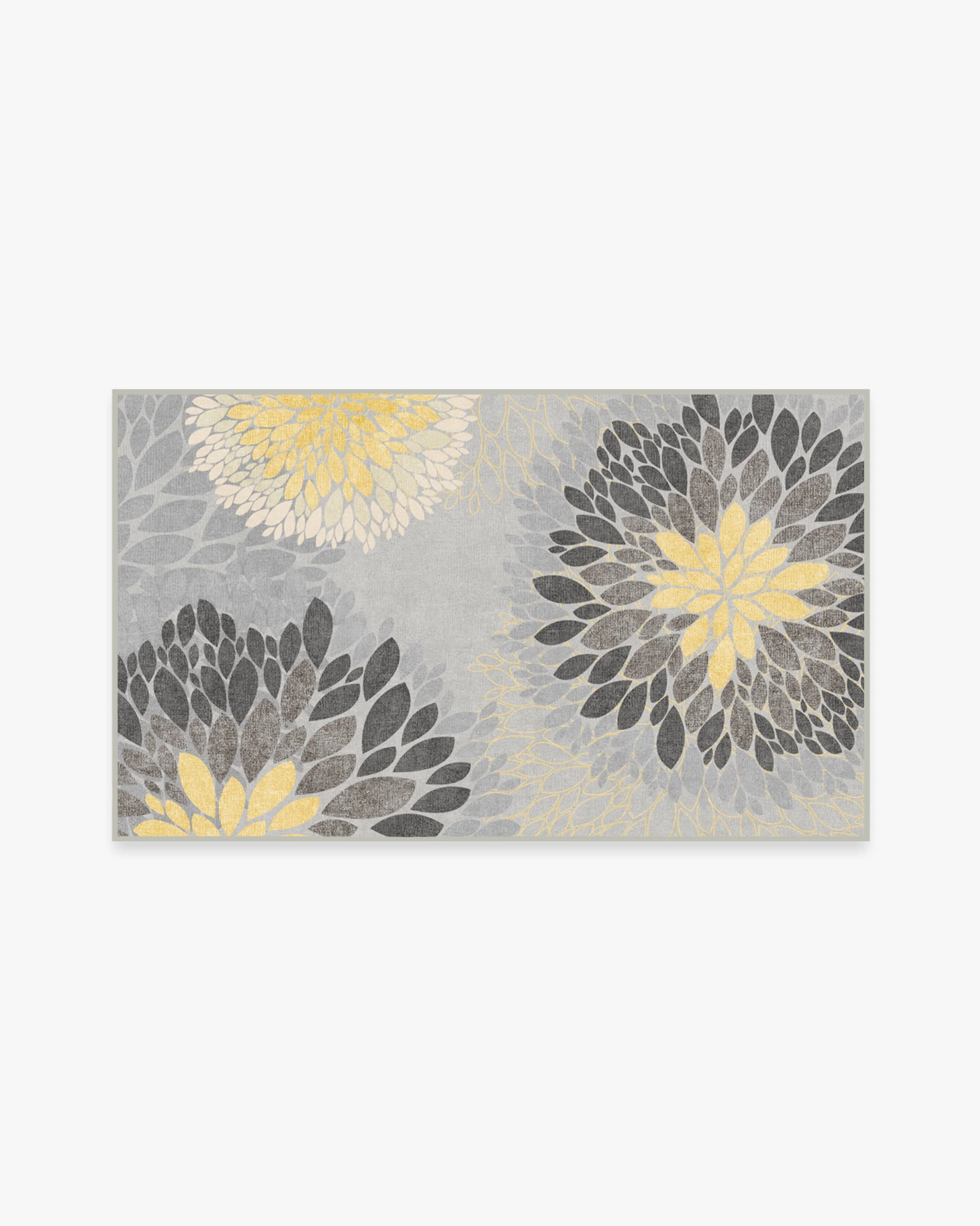 Floral Medallion Yellow Grey Rug