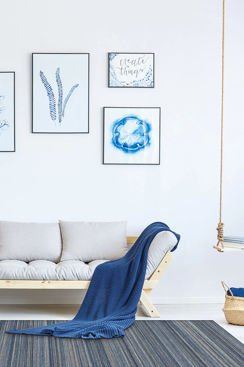 Multi Stripe Blue Rug