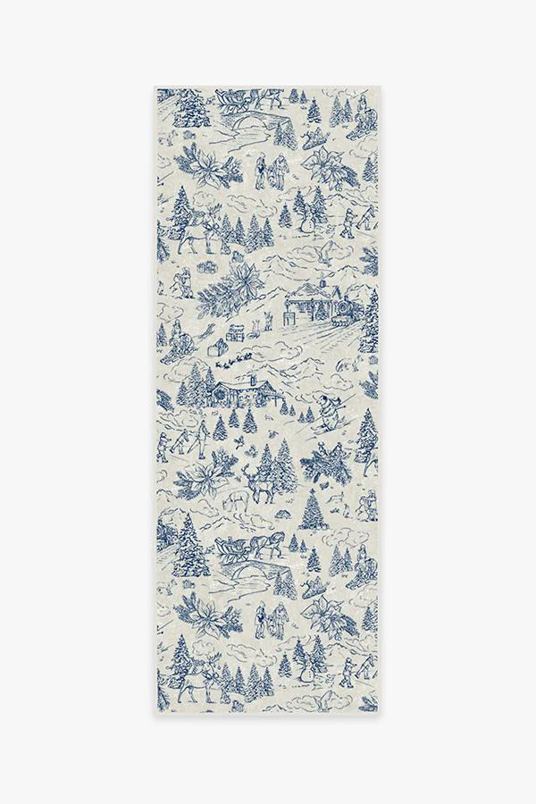 Winter Toile Blue Flatwoven Rug