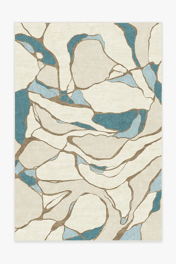 Aude Teal & Ivory Flatwoven Rug by Nina Takesh