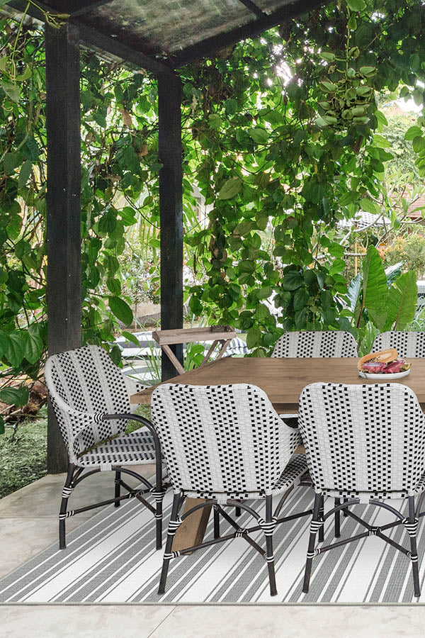 Marina Stripe Grey Outdoor Rug