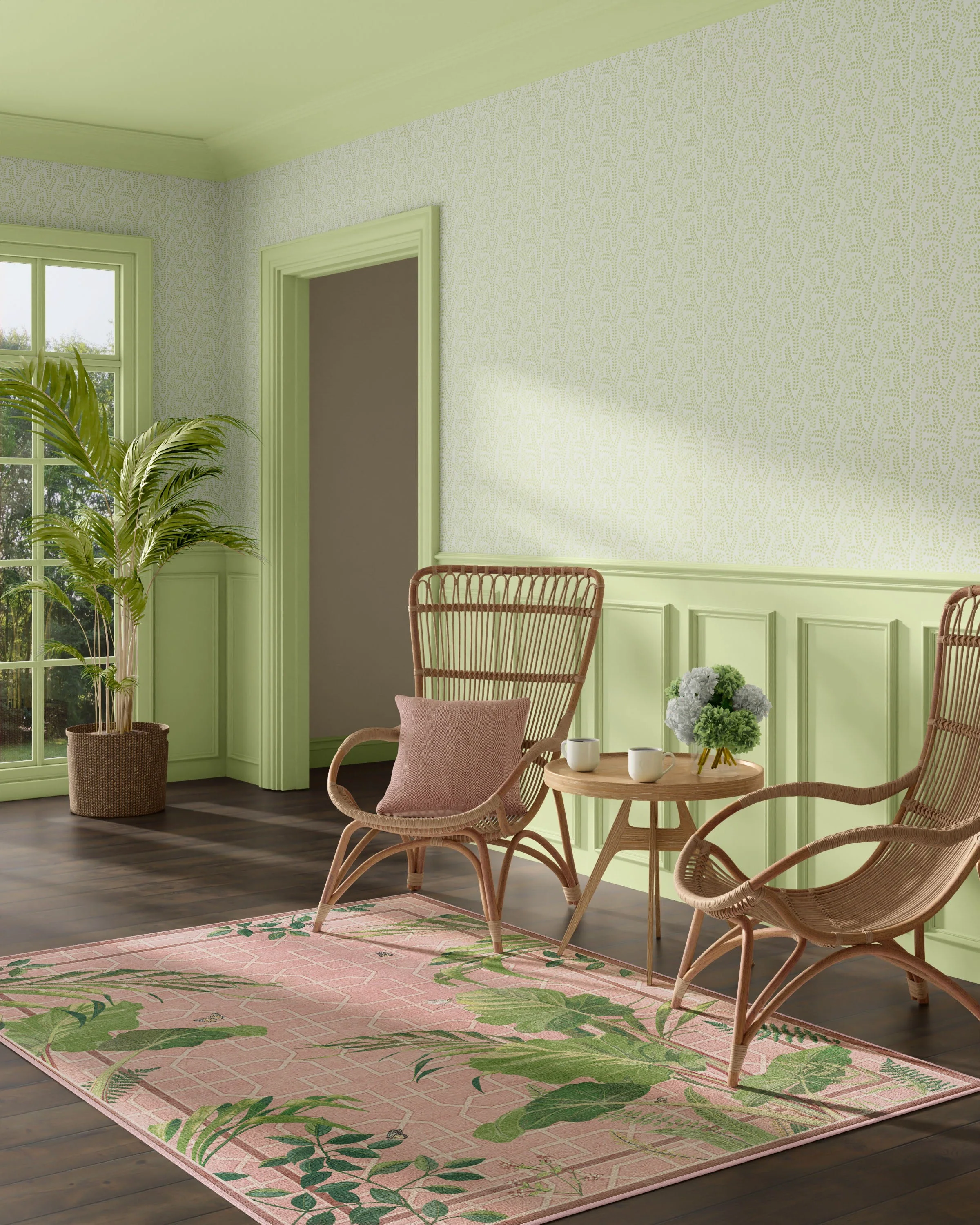 Palm House Rose Rug by Sanderson