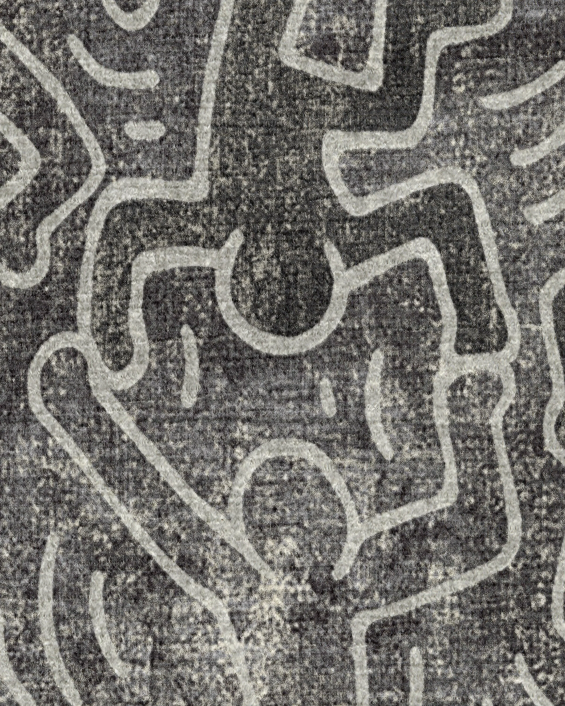 Balancing Act Black Flatwoven Rug by Keith Haring