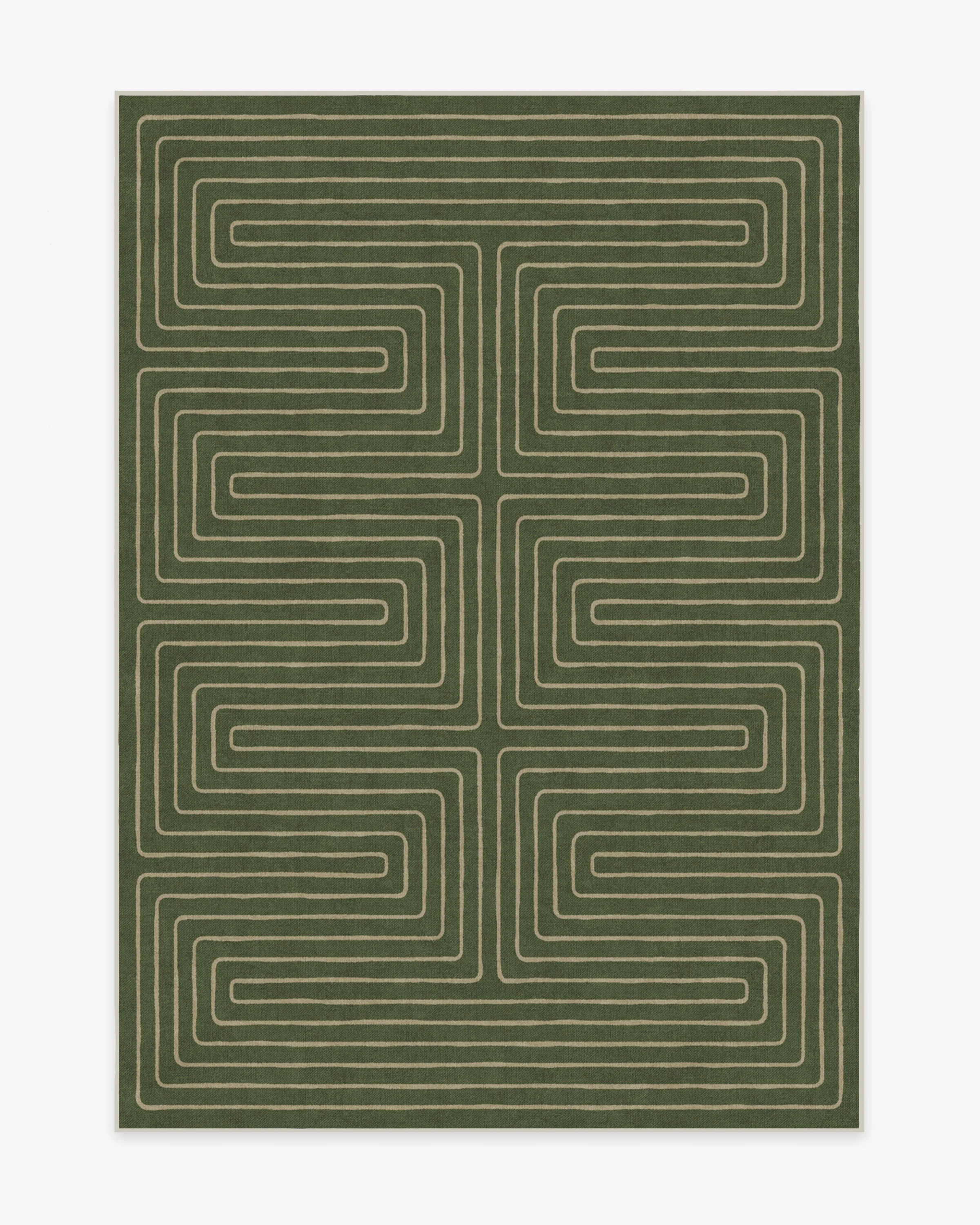 Labyrinth Fern Green Flatwoven Rug by Jonathan Adler