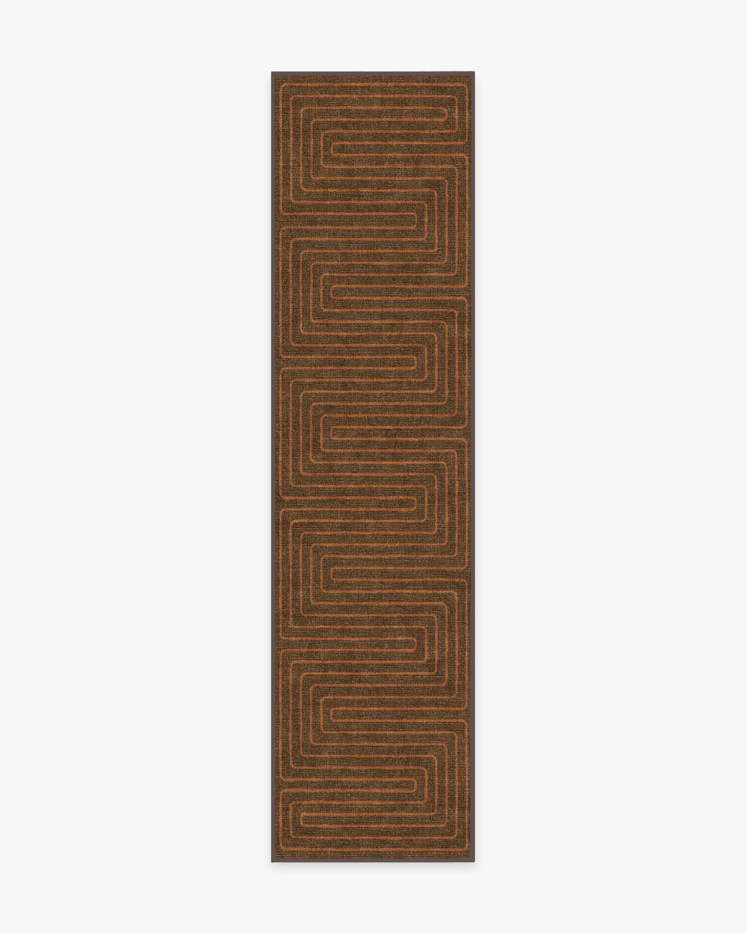 Labyrinth Brown & Orange Flatwoven Rug by Jonathan Adler