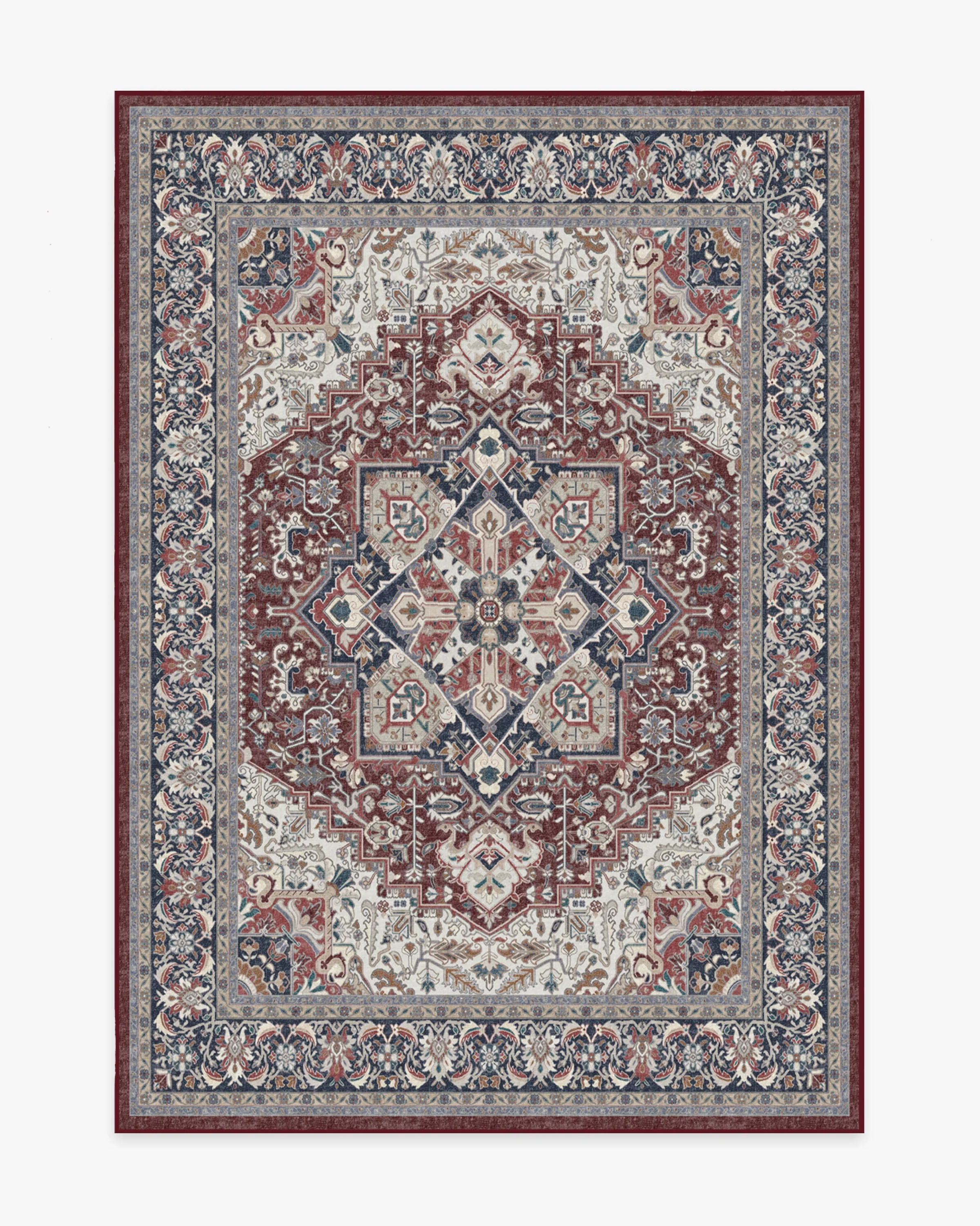 Hendesi Heriz Bordeaux Flatwoven Rug