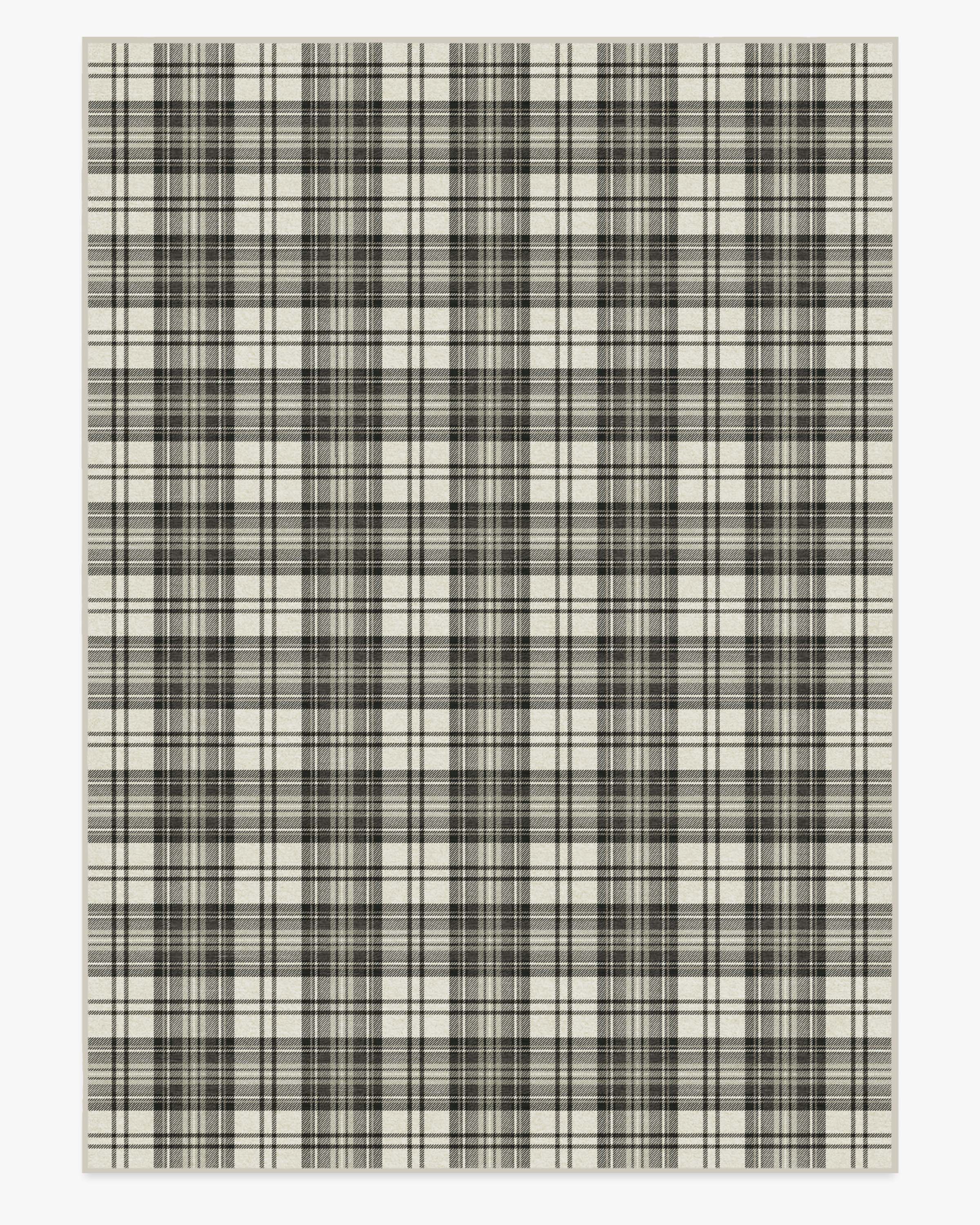 Dress Stewart Tartan Black & Ivory Flatwoven Rug