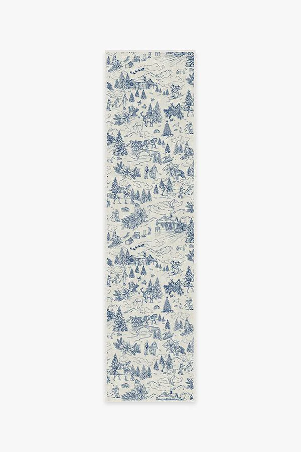 Winter Toile Blue Flatwoven Rug