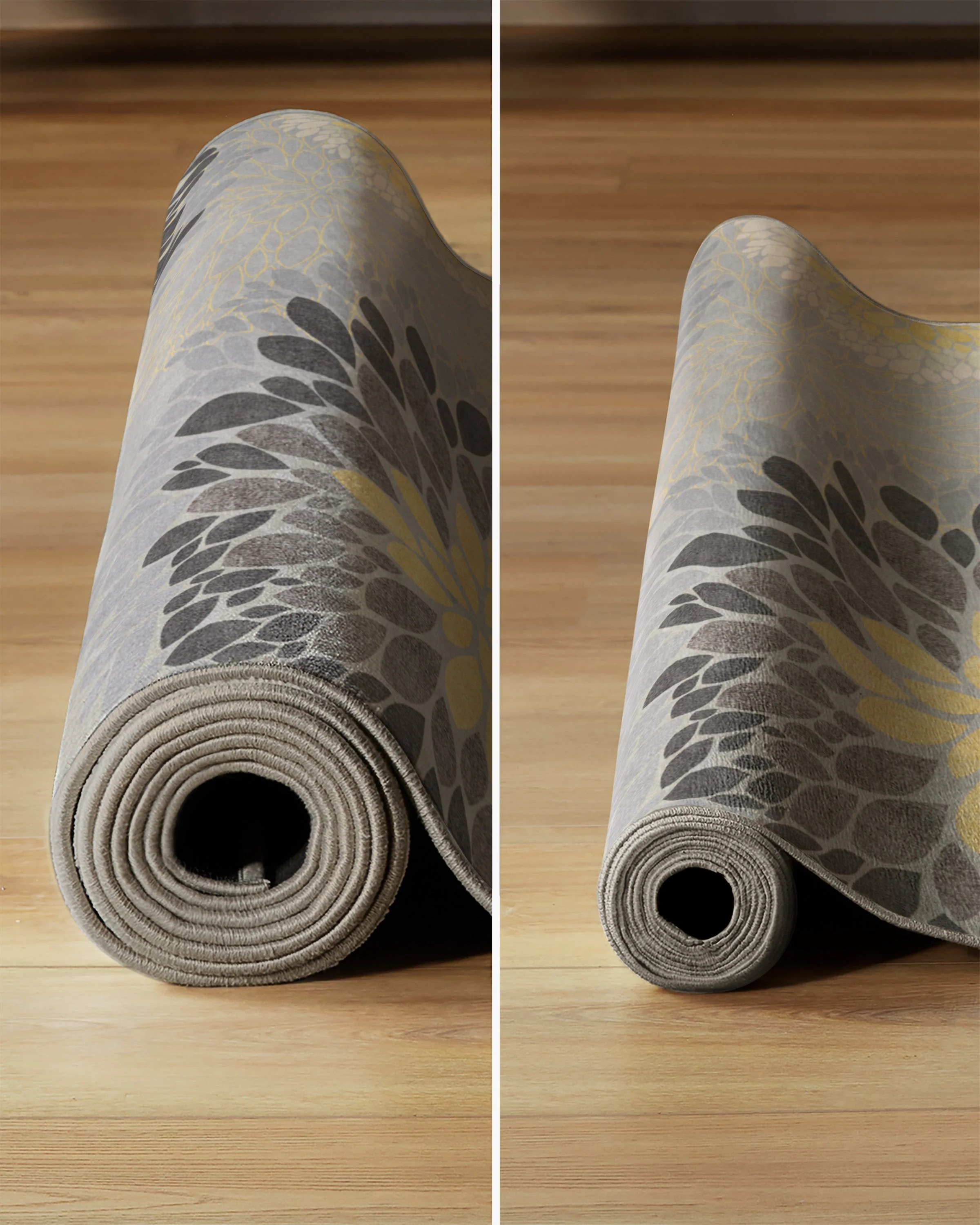 Floral Medallion Yellow Grey Rug