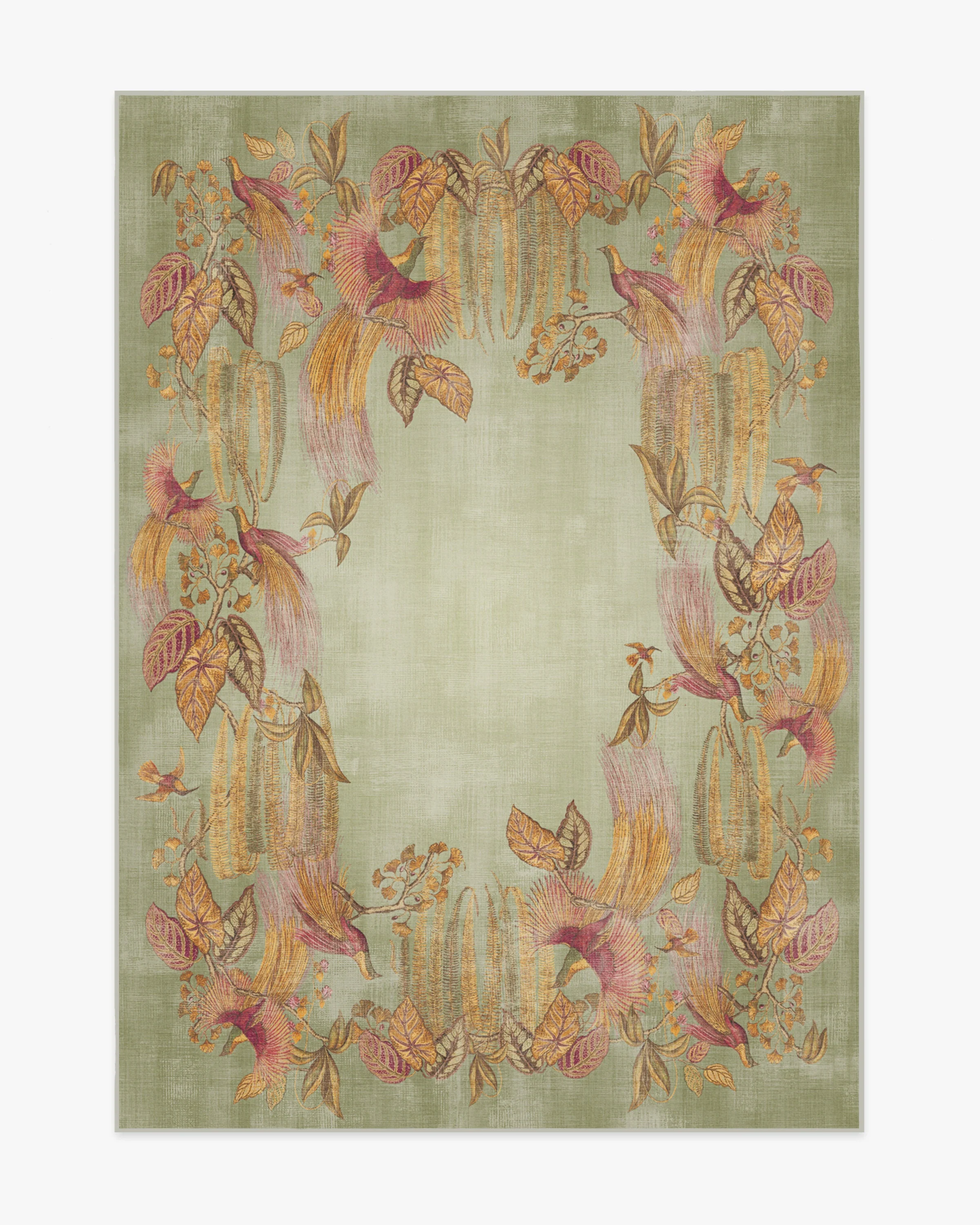 Bird of Paradise Silver Fern Rug by Sanderson