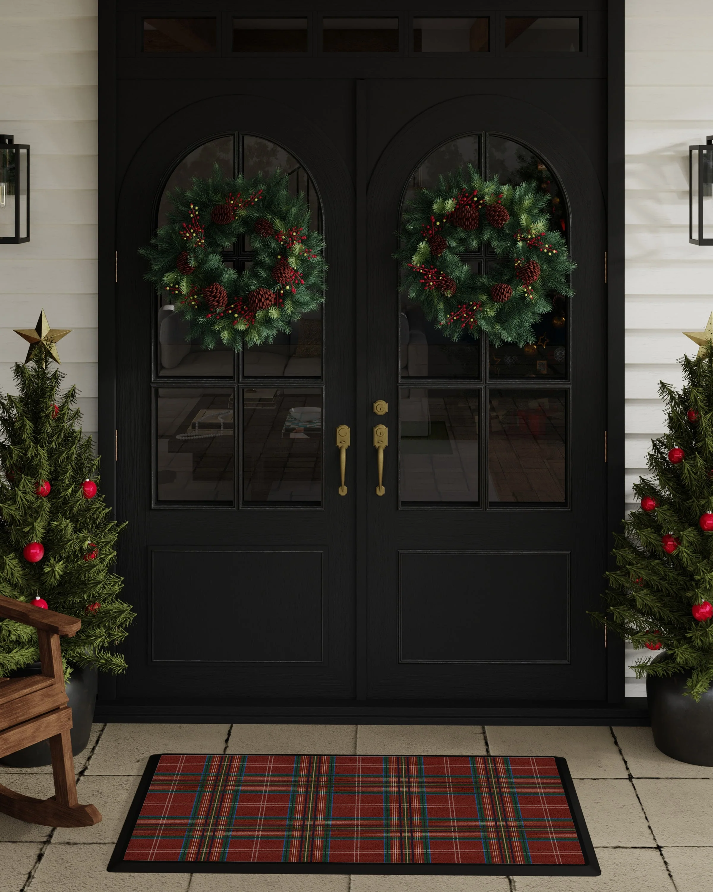 Winter Tartan Red Large Doormat