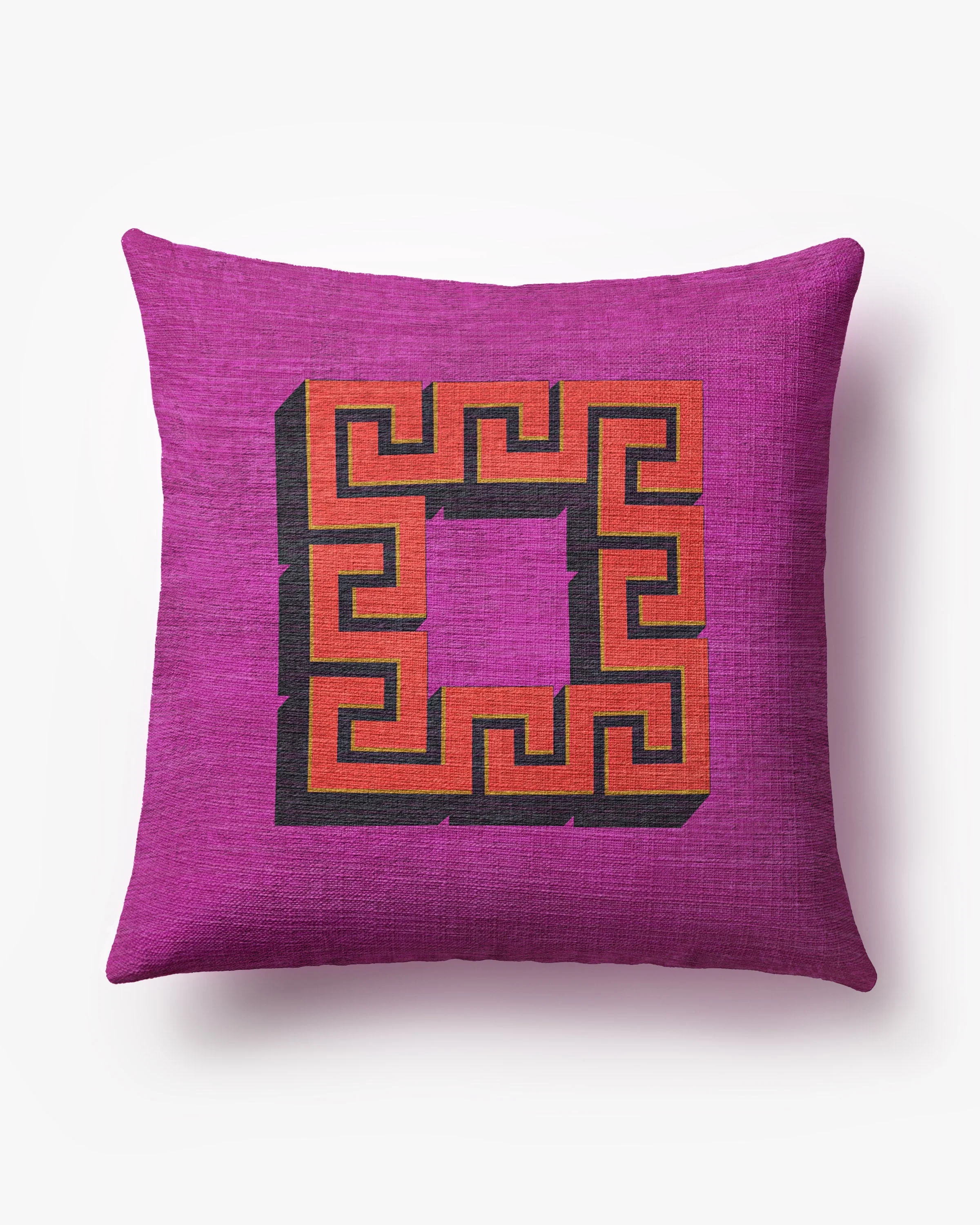 Greek Key Fuchsia Woven Throw Pillow by Jonathan Adler