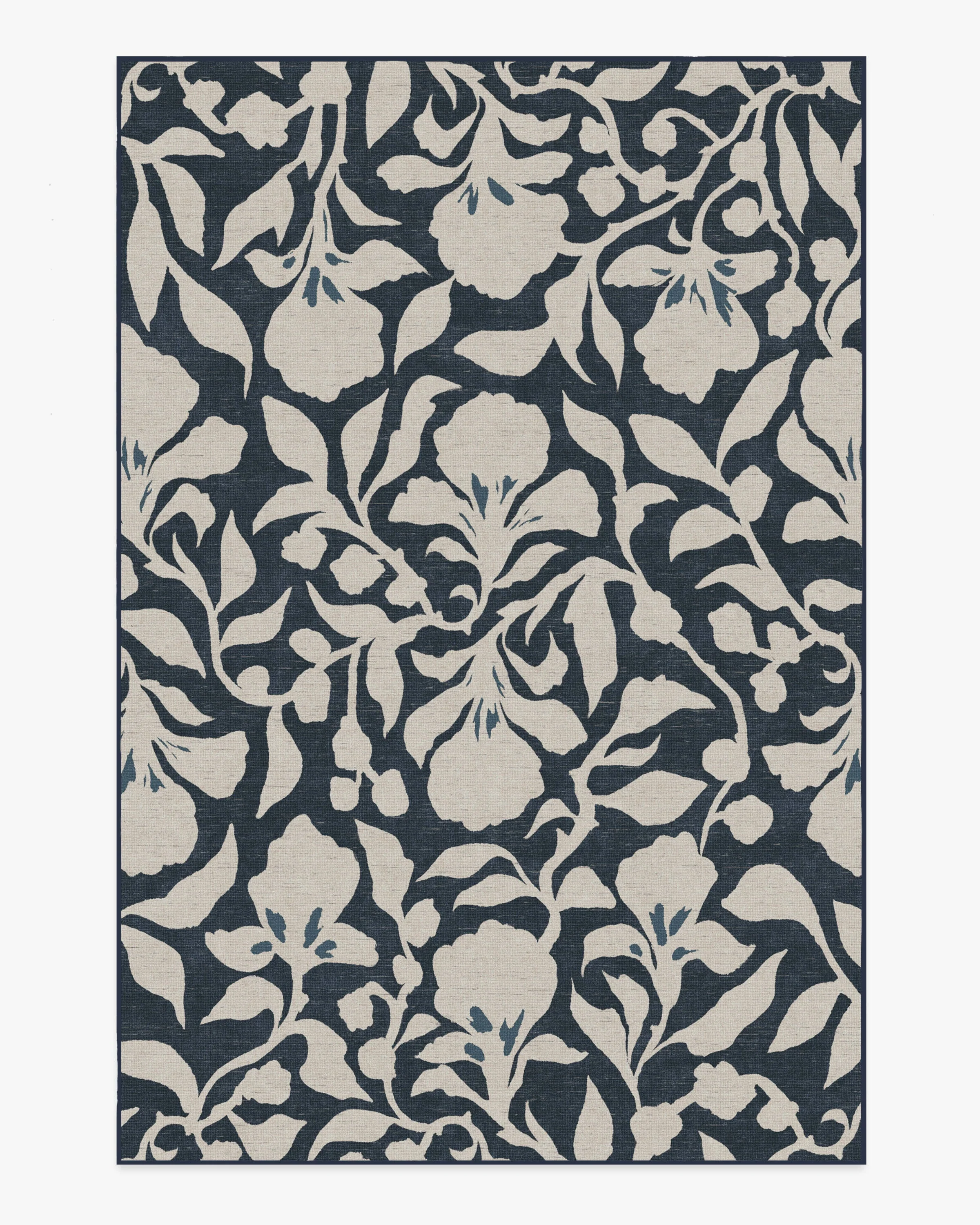 Flora Ink Blue & Ivory Rug by The Hiltons