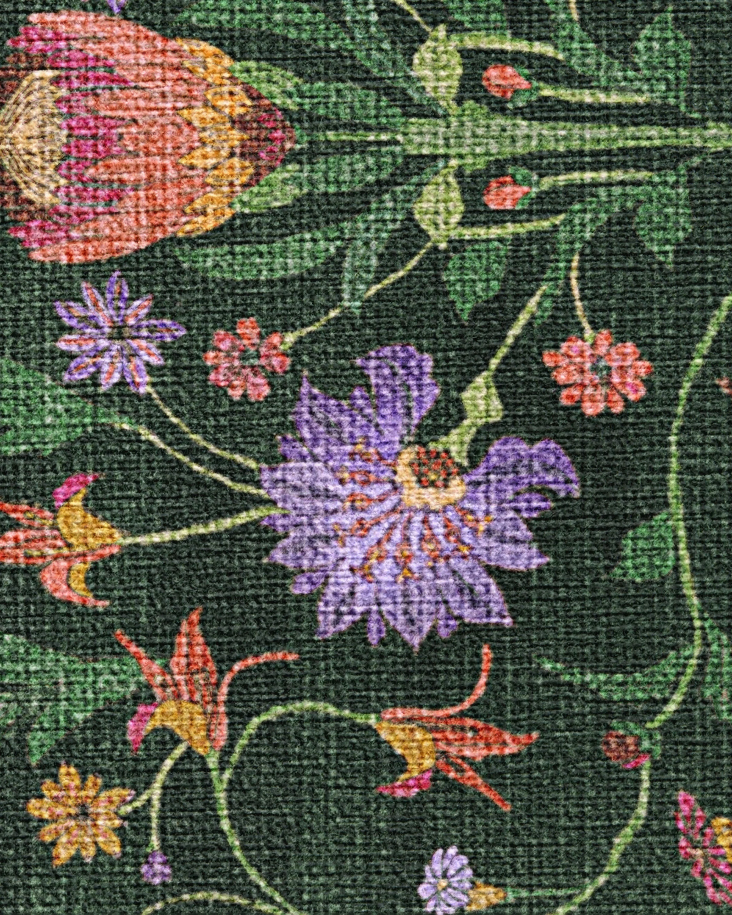 Protea Forest Green Flatwoven Rug by Iris Apfel