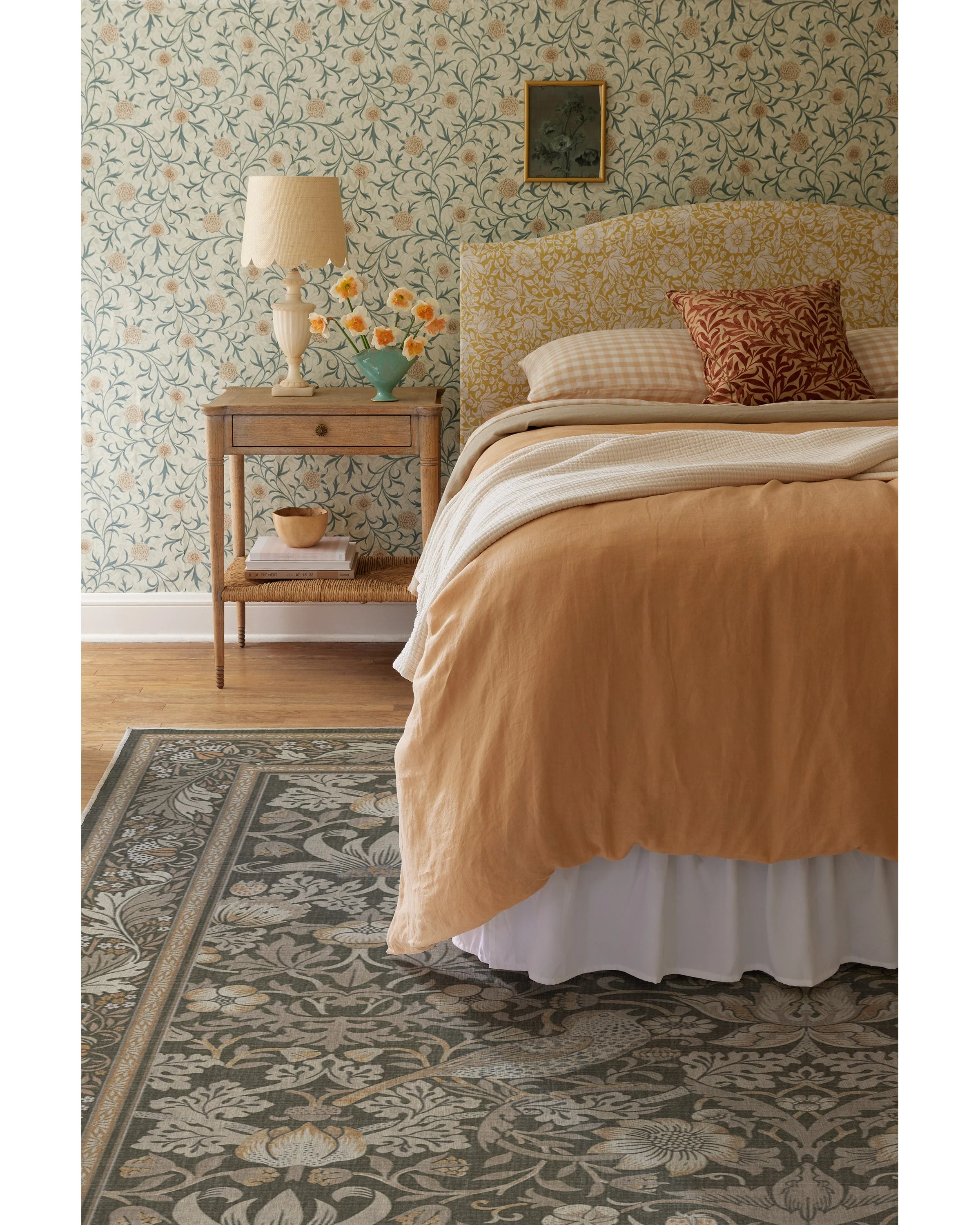 Strawberry Thief Stone Gold Flatwoven Rug by Morris & Co.