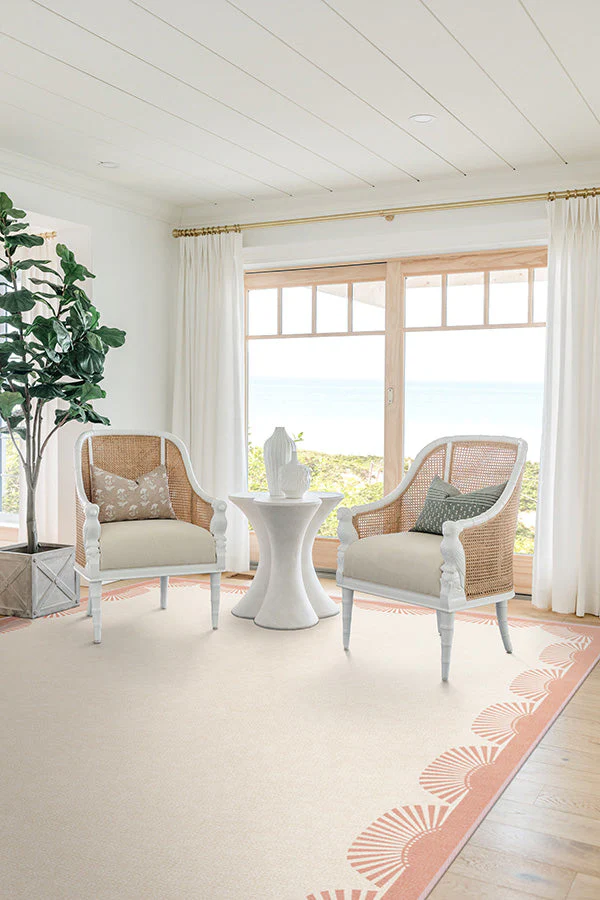 Fringe Pink & Ivory Flatwoven Rug by Gray Malin