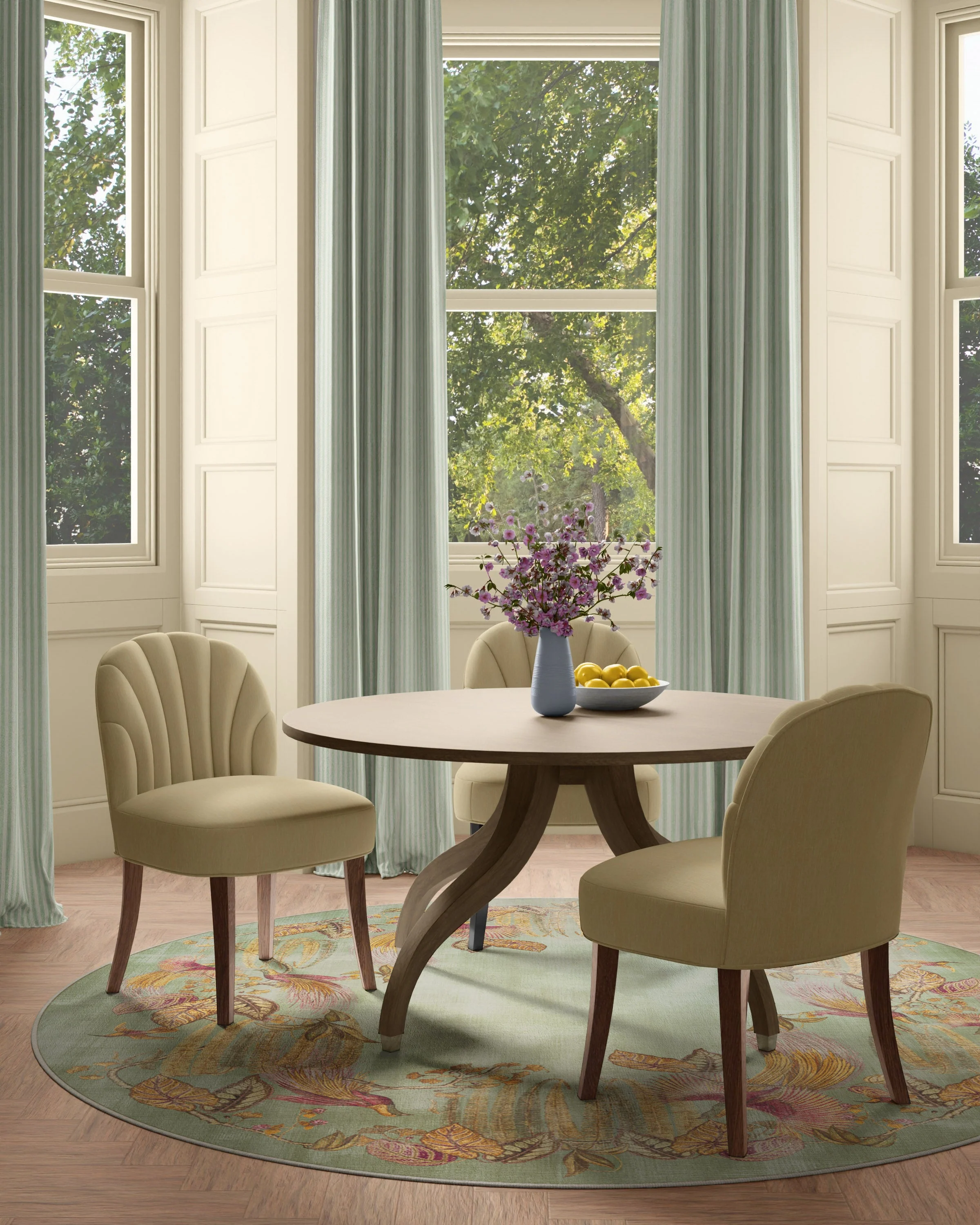 Bird of Paradise Silver Fern Rug by Sanderson